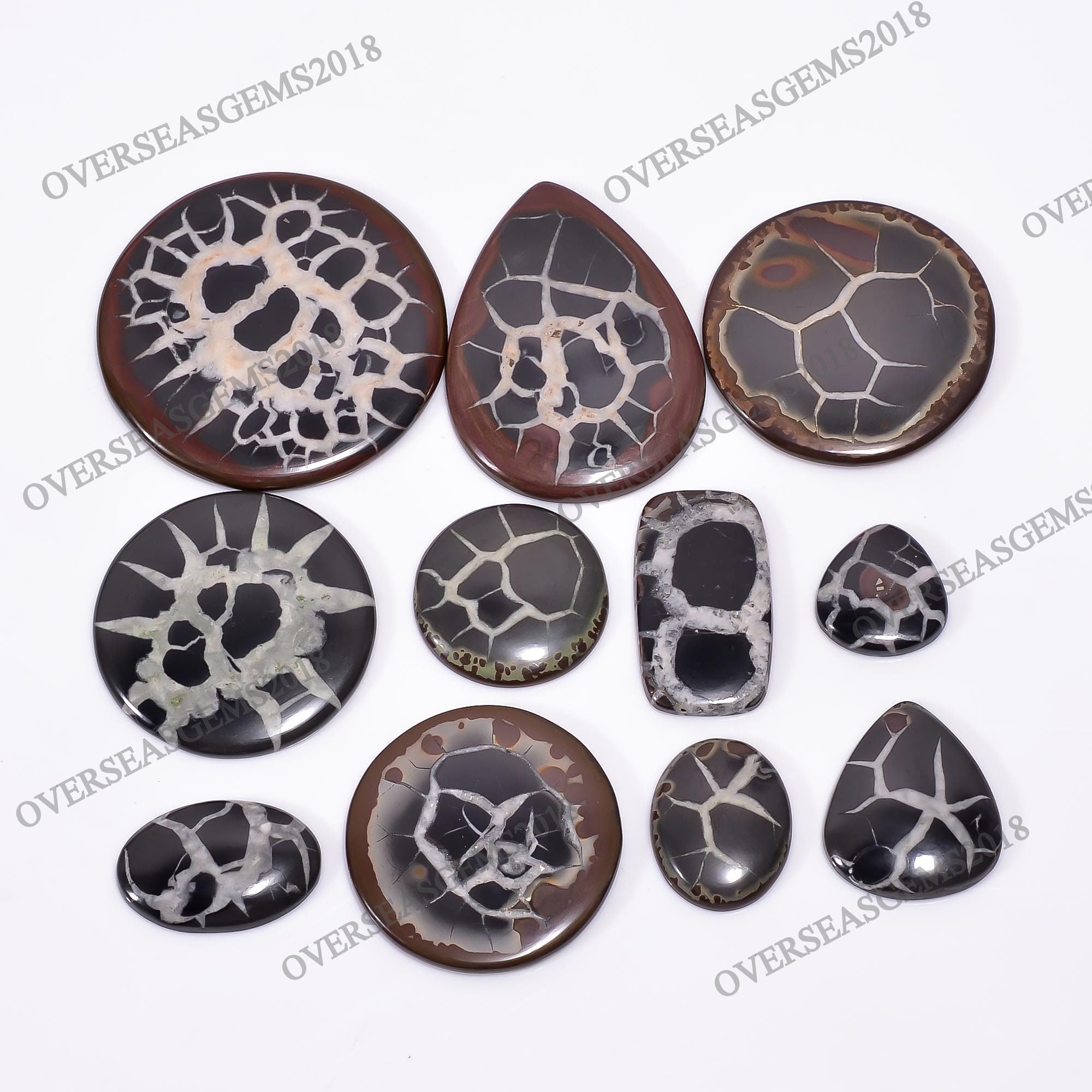 Mud Crack Fossil Cabochon Lot, Natural Gemstone Jewelry Making Supply - image 4