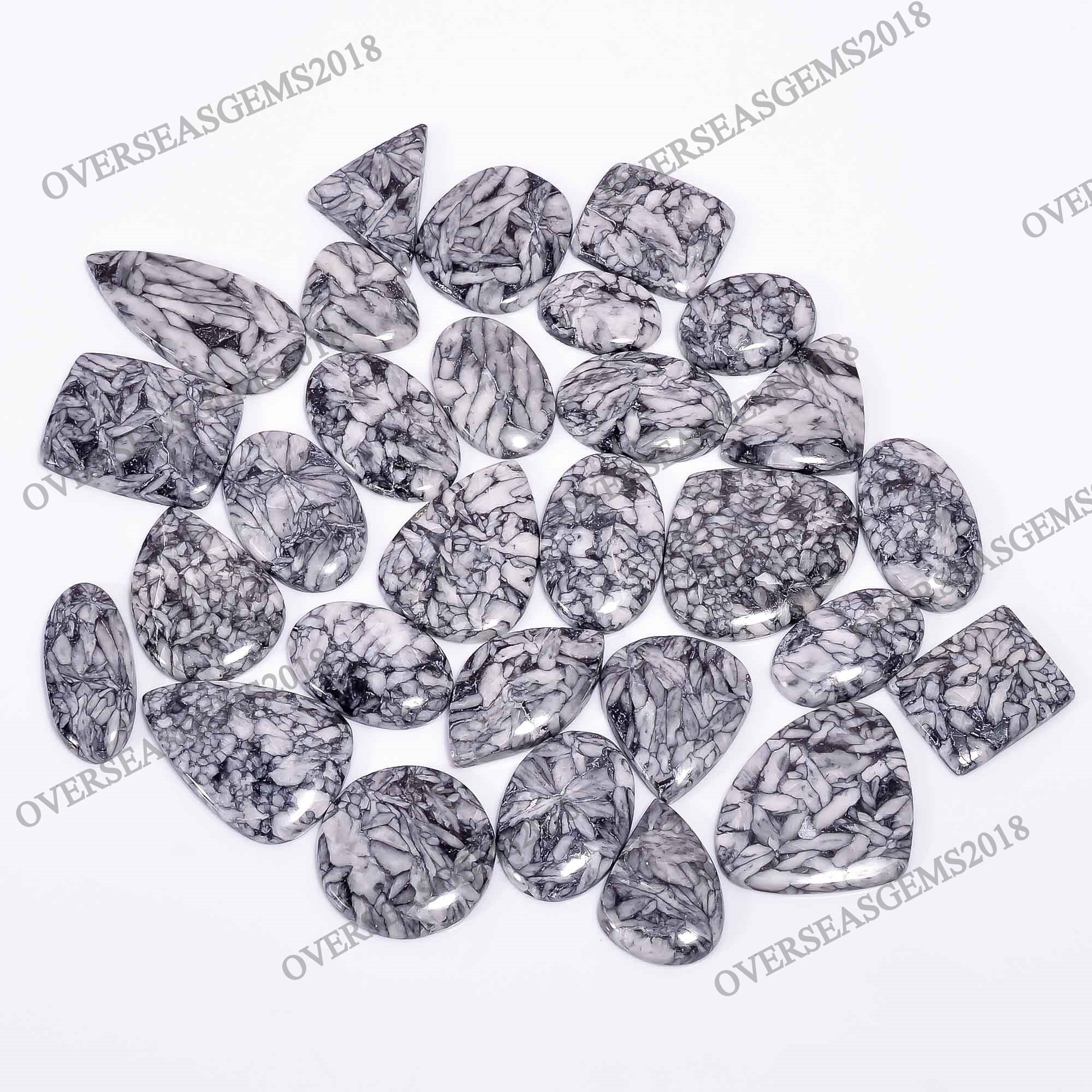 AAA Pinolith Jasper Cabochon Lot, Mix Shape Loose Gemstone