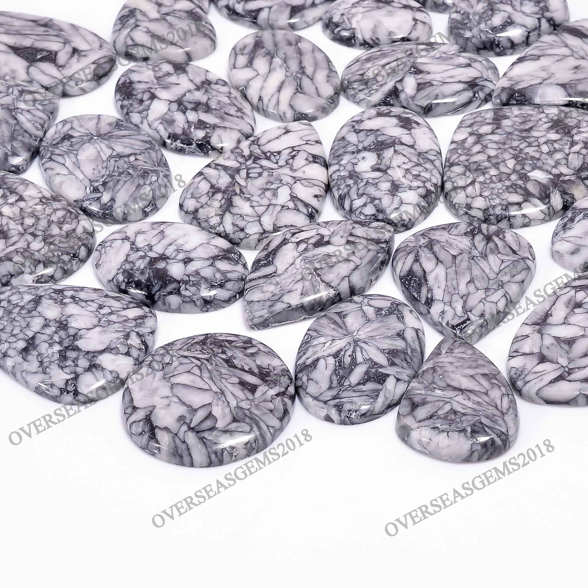 AAA Pinolith Jasper Cabochon Lot, Mix Shape Loose Gemstone - image 2