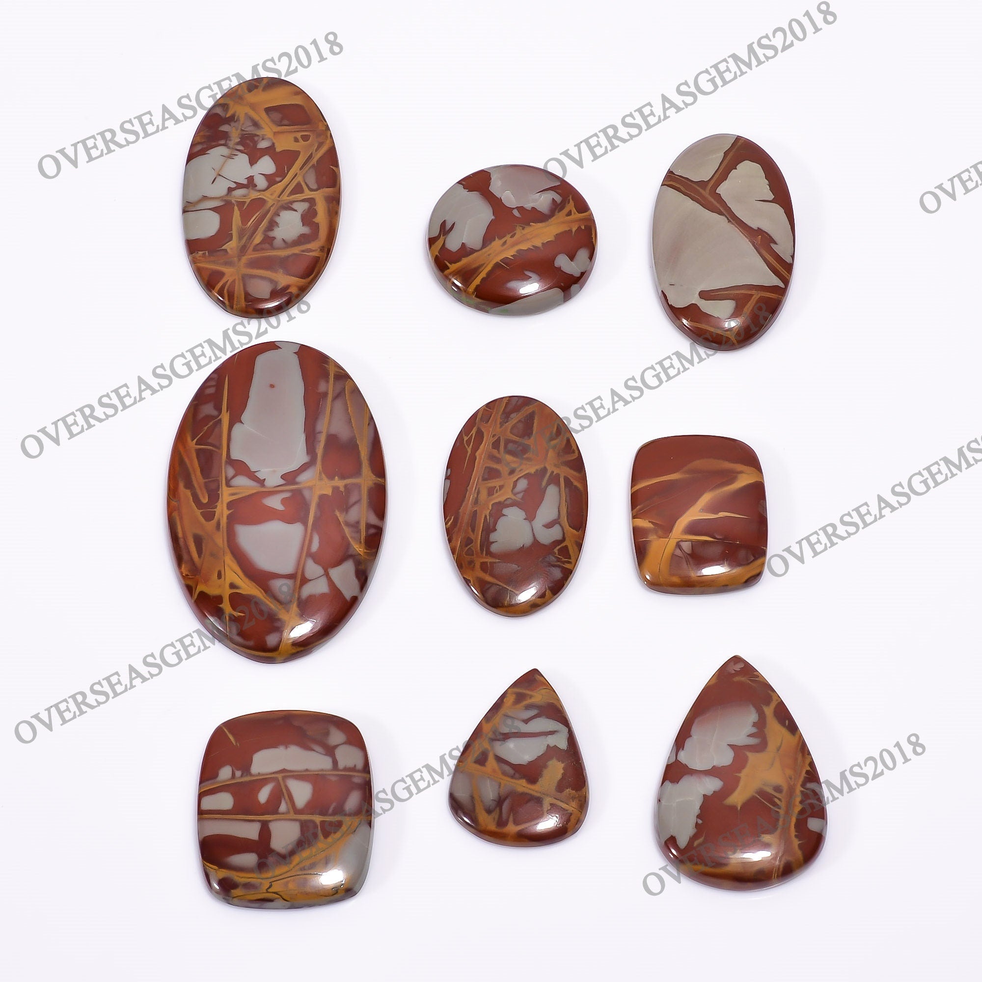 Noreena Jasper Cabochon Lot, Natural Mix Shape, AAA Quality - image 4