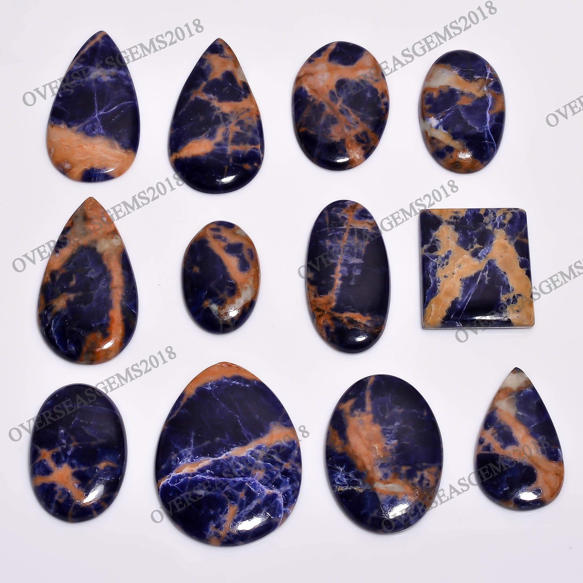 Natural Sodalite Cabochon Mix: Loose Gemstone Lot for Jewelry