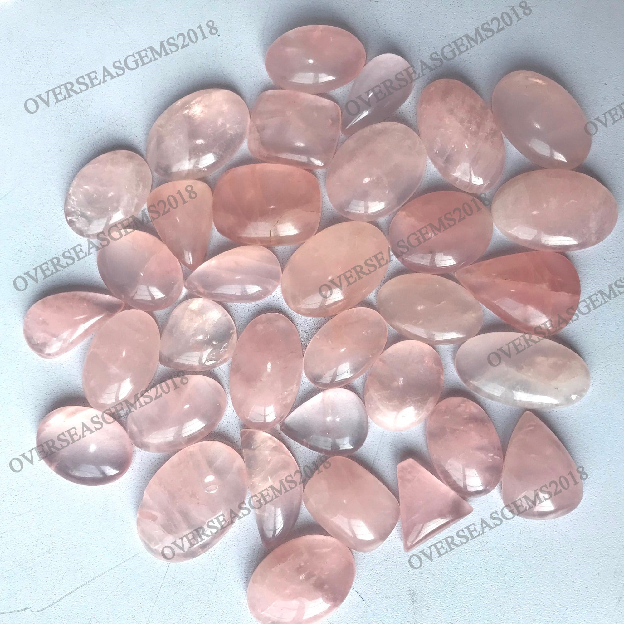 Rose Quartz Cabochon Lot, Mixed Shapes, AAA Grade Loose Gemstones jewelry Making - image 2