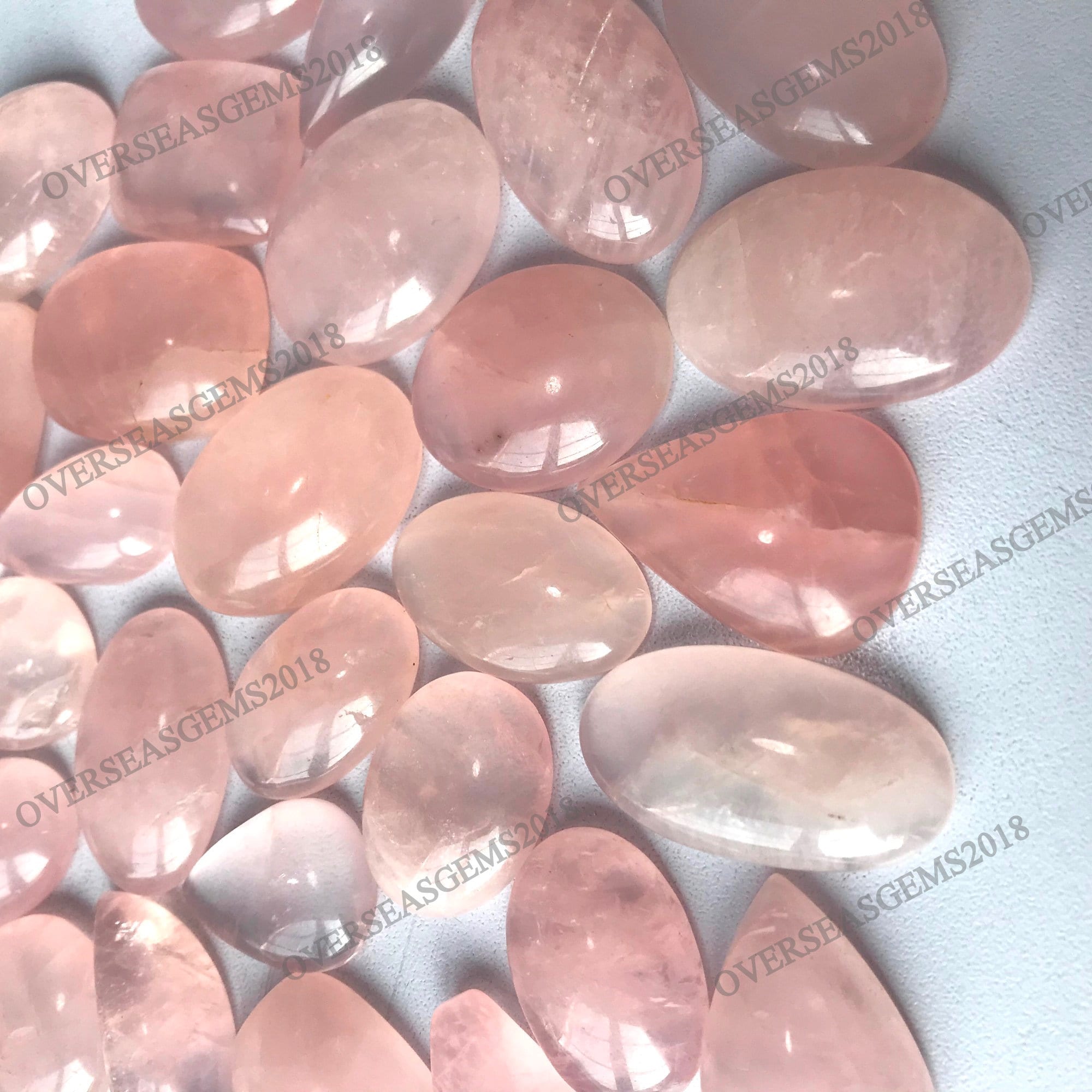 Rose Quartz Cabochon Lot, Mixed Shapes, AAA Grade Loose Gemstones jewelry Making - image 3