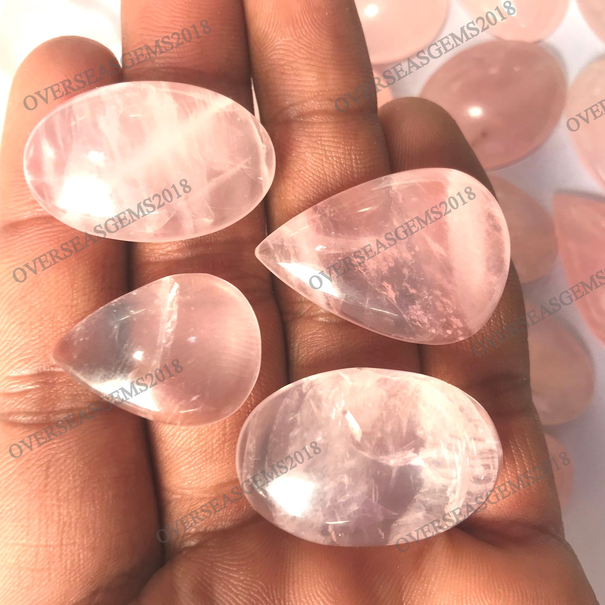 Rose Quartz Cabochon Lot, Mixed Shapes, AAA Grade Loose Gemstones jewelry Making - image 4