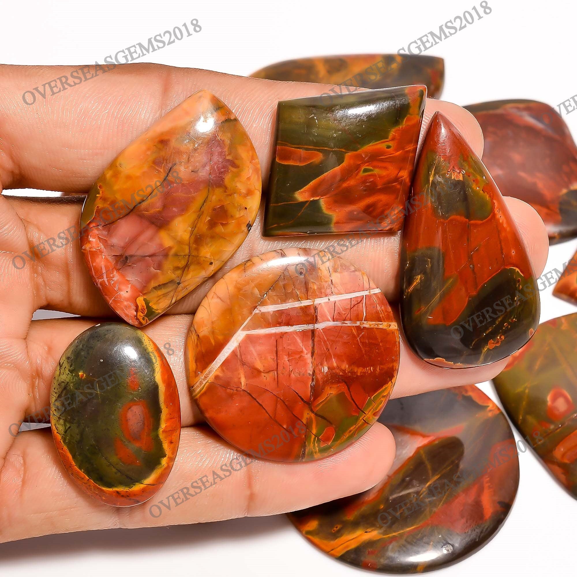 AAA Cherry Creek Jasper Cabochon Lot, Mix Shape, 20-40mm - image 6