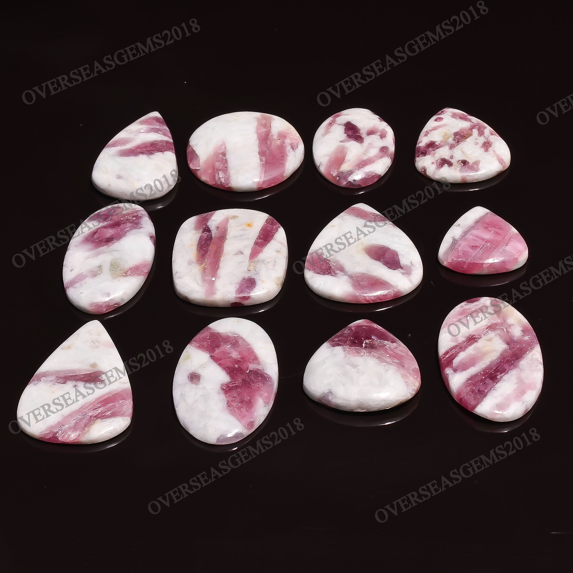 Pink Tourmaline Quartz Gemstone, Natural Quartz Cabochon Mix Shape. - image 3