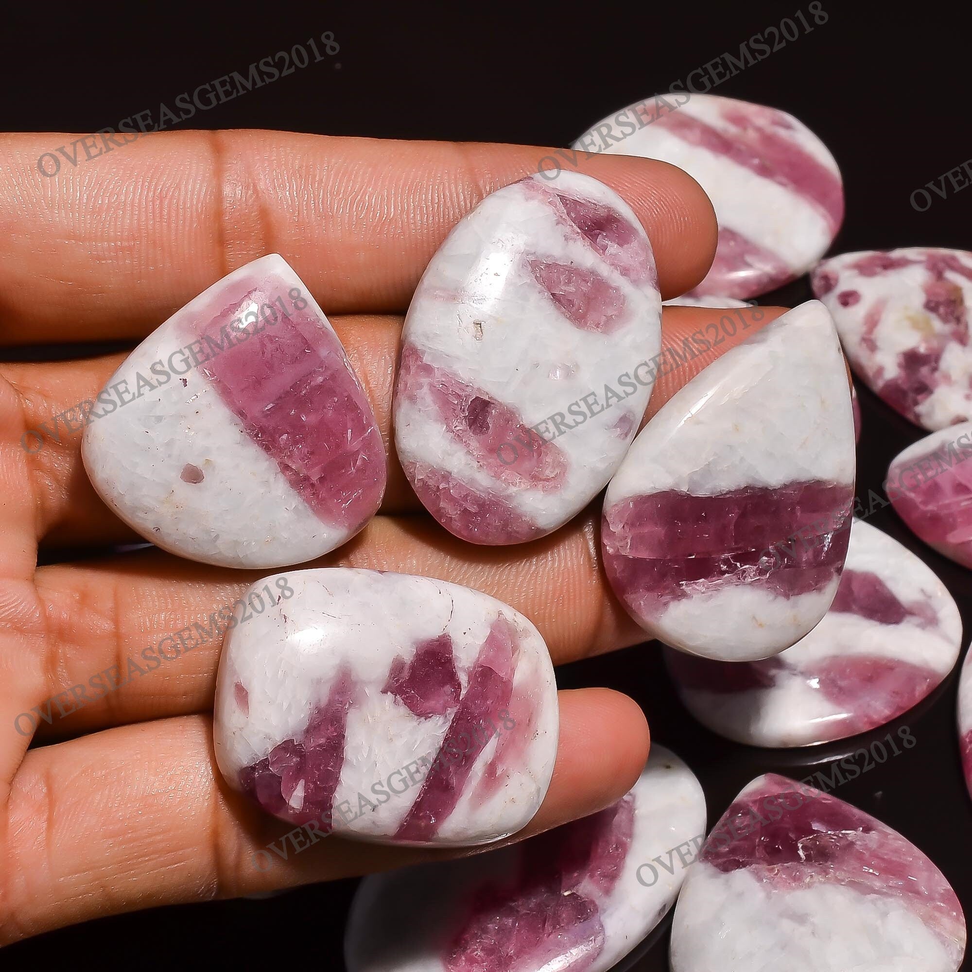 Pink Tourmaline Quartz Gemstone, Natural Quartz Cabochon Mix Shape. - image 6