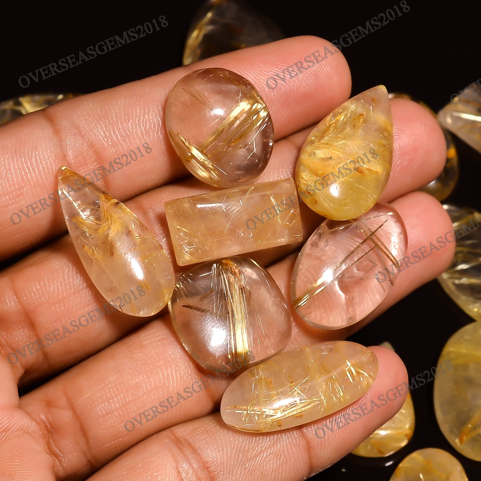 Golden Rutile Gemstone Wholesale Lot, Cabochon Bulk Crystal, Loose Gemstone Jewelry. - image 6