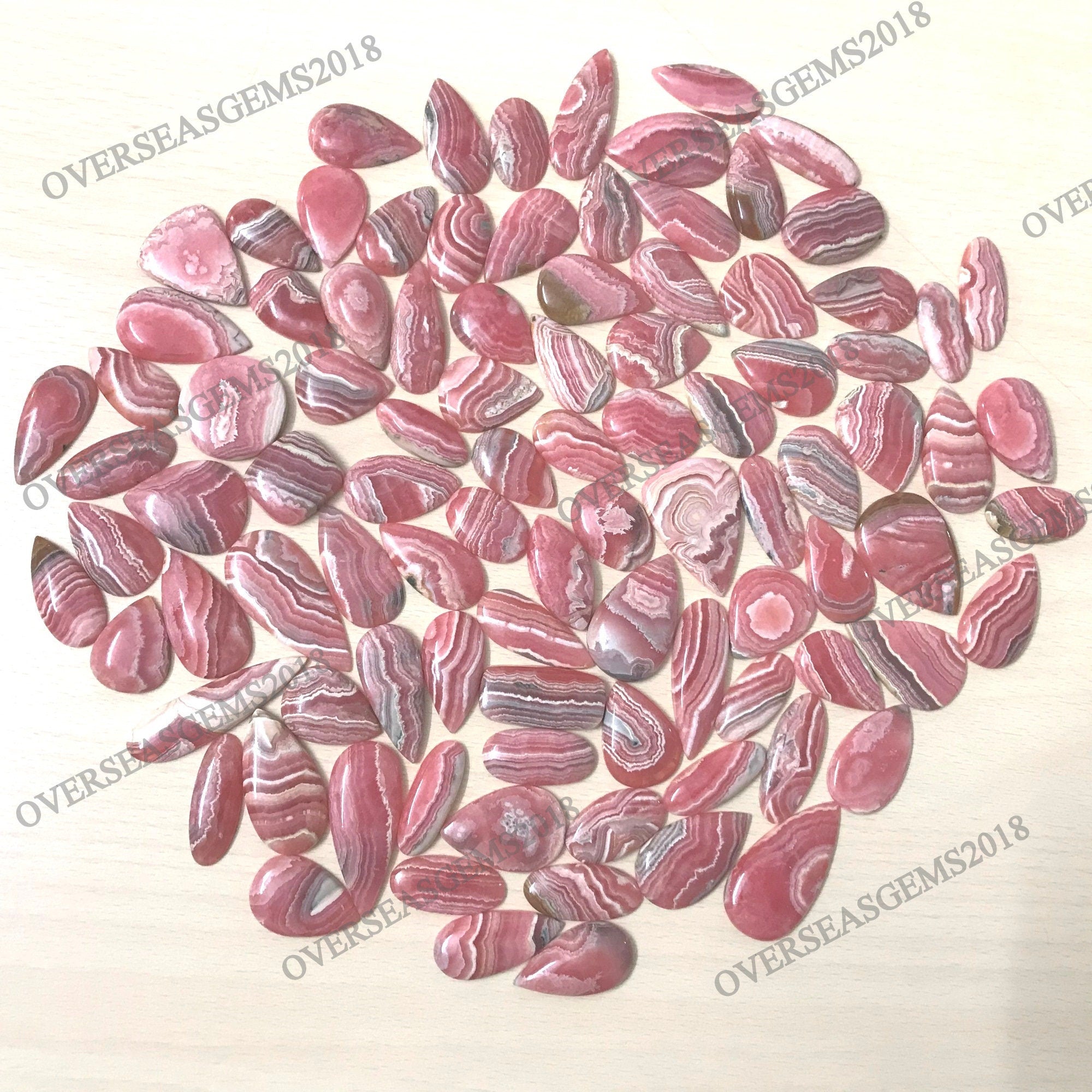 AAA Rhodochrosite Cabochon Lot, Loose Gemstones, Jewelry Making (18-30mm)