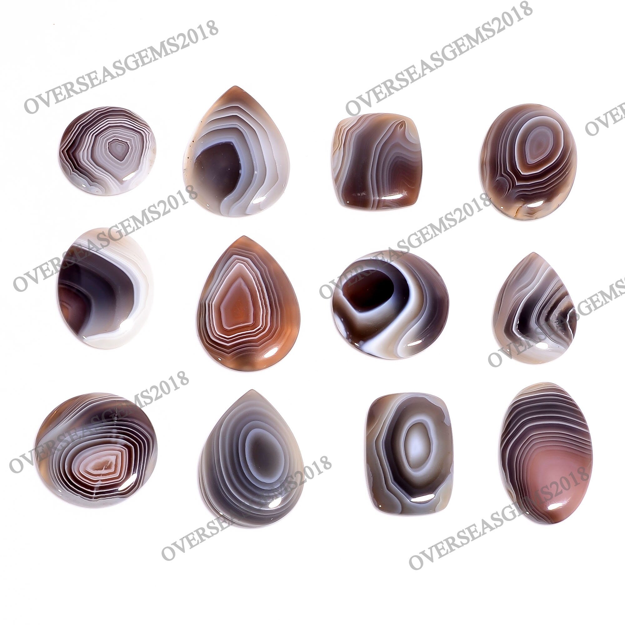 Botswana Agate Cabochon: Bulk Gemstone for DIY Jewelry (18-25mm Mix Shape AAA Grade Crystal - image 2