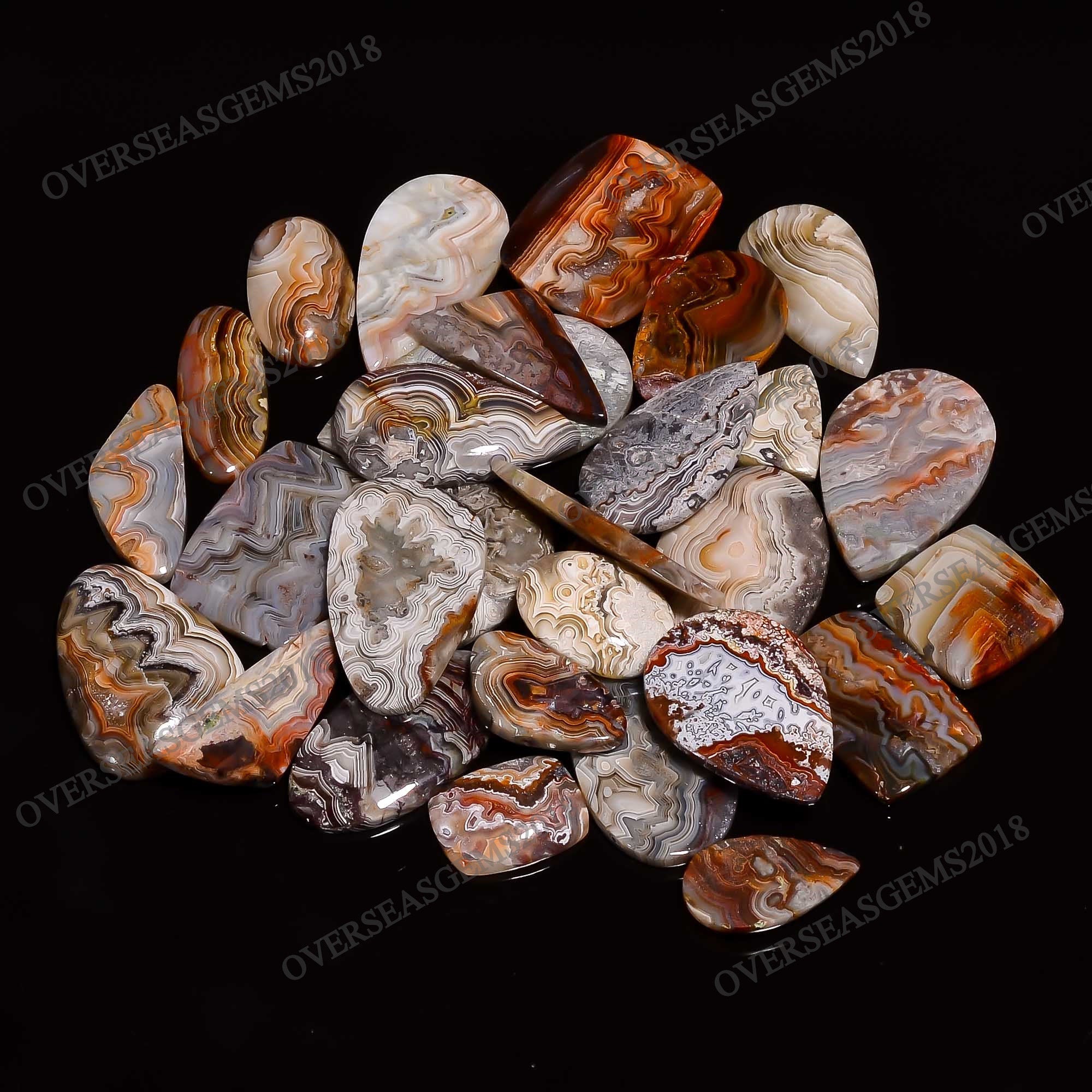 Natural Crazy Lace Agate Cabochons: Bulk Gemstone Crystals (20-35mm). - image 2