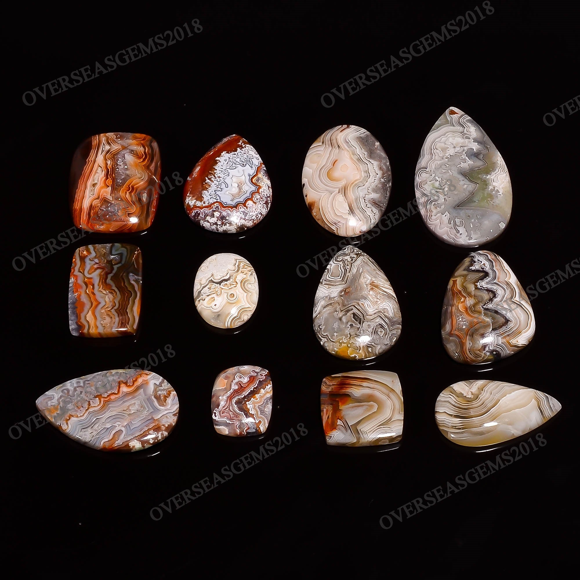 Natural Crazy Lace Agate Cabochons: Bulk Gemstone Crystals (20-35mm). - image 3