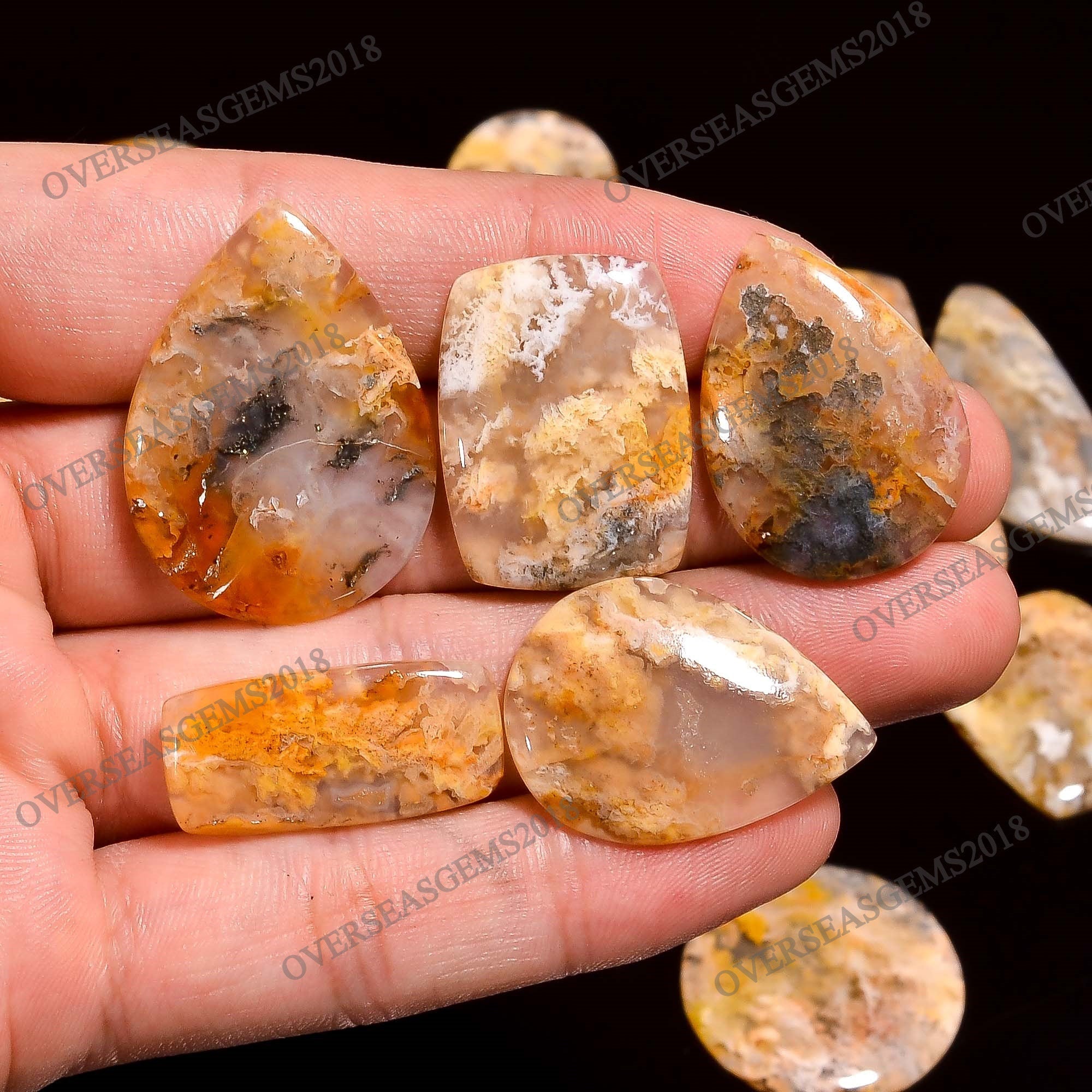Natural Plume Agate Cabochons, Designer Gemstones, Jewelry Making Supplies - image 4