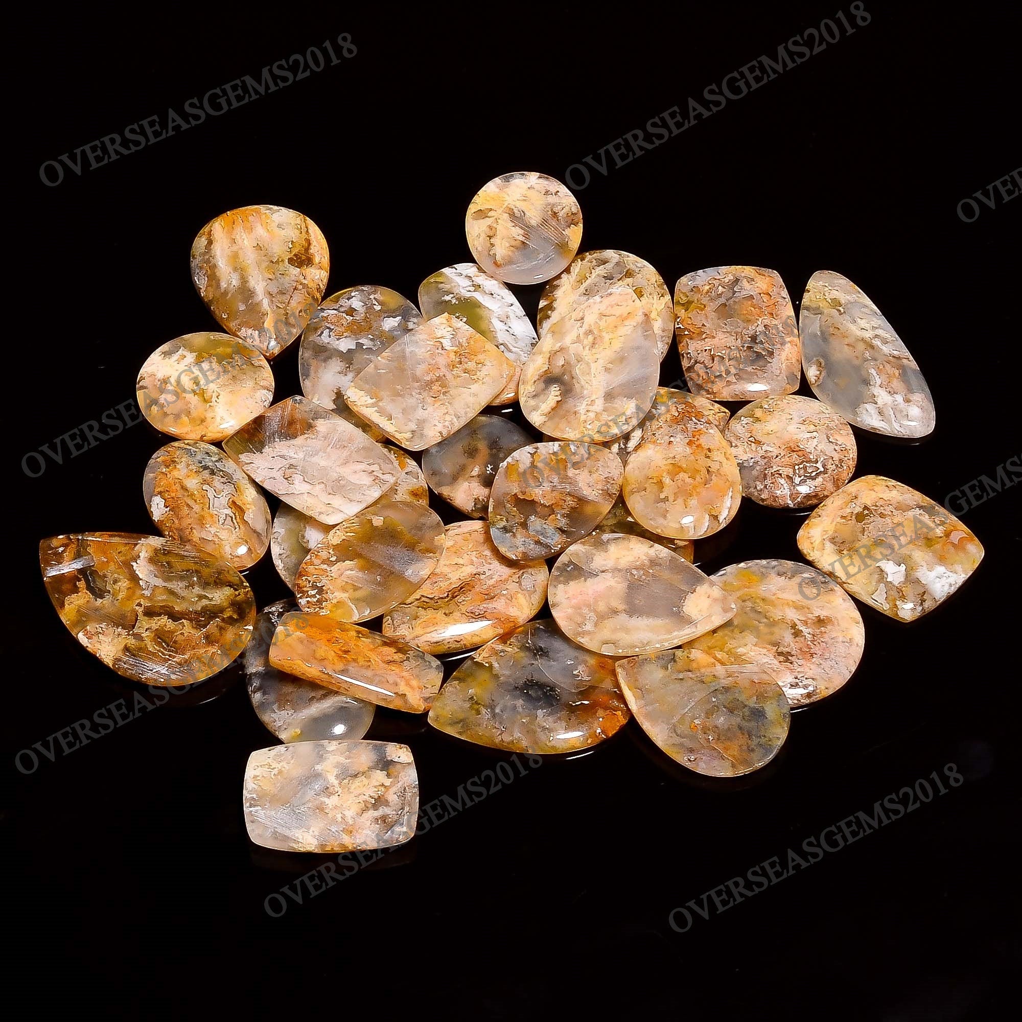 Natural Plume Agate Cabochons, Designer Gemstones, Jewelry Making Supplies