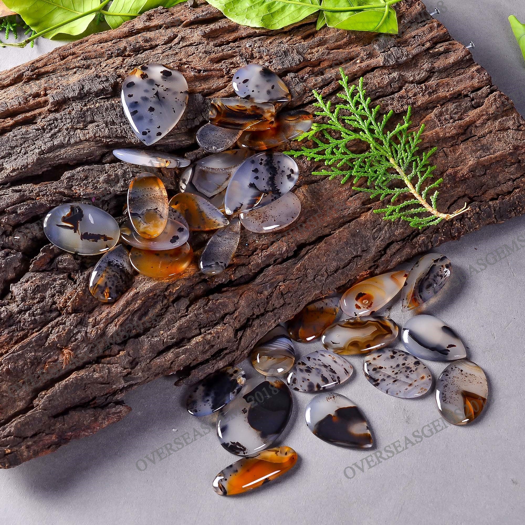 Montana Agate Cabochon Lot, Mixed Shape Gemstone Pendants (20-40mm) - image 5