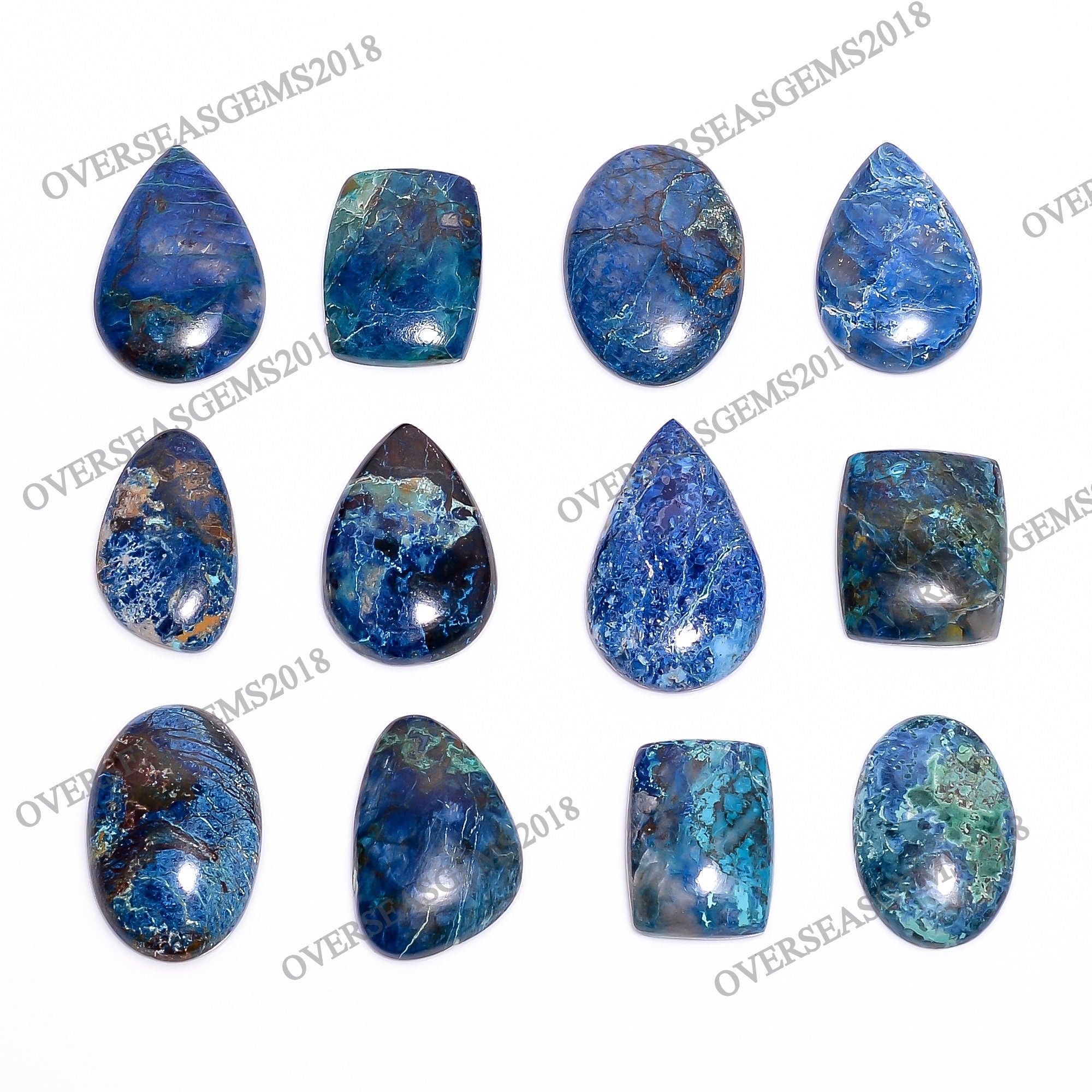 Natural Shattuckite Gemstone Cabochons, Bulk Mix Shape Crystals, 20-35mm - image 2