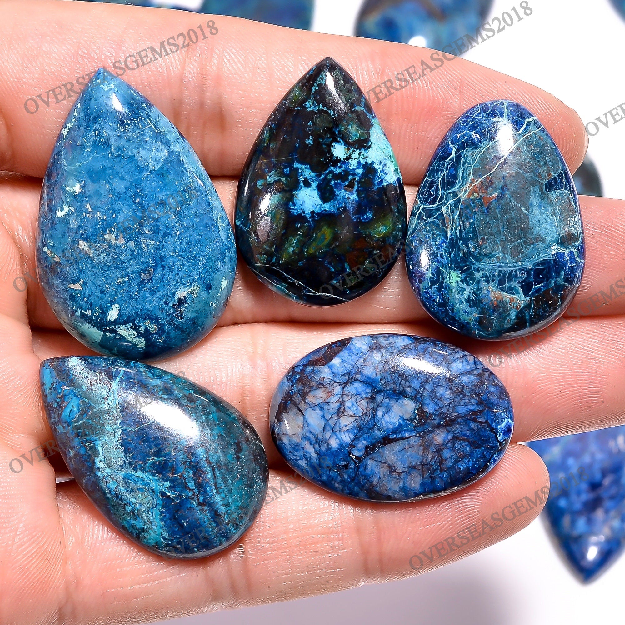 Natural Shattuckite Gemstone Cabochons, Bulk Mix Shape Crystals, 20-35mm - image 4