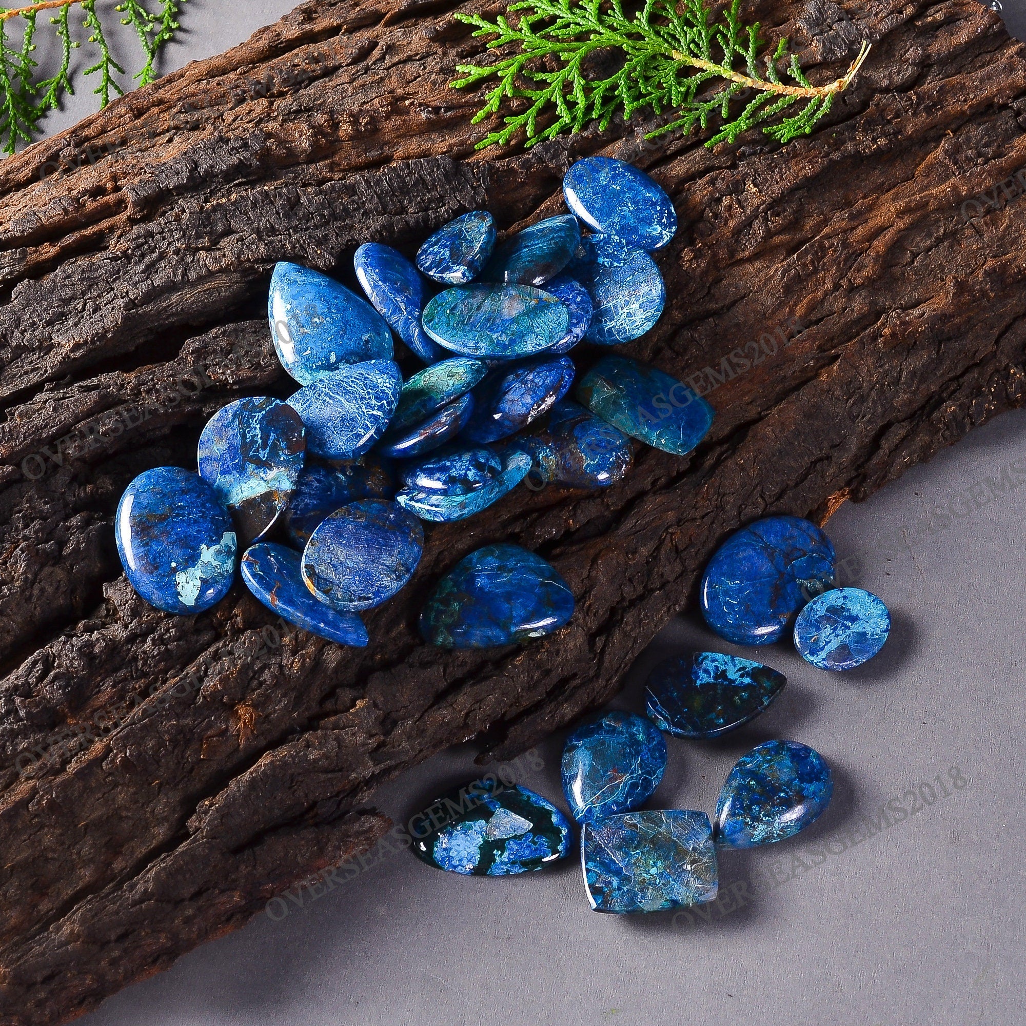 Natural Shattuckite Gemstone Cabochons, Bulk Mix Shape Crystals, 20-35mm - image 5