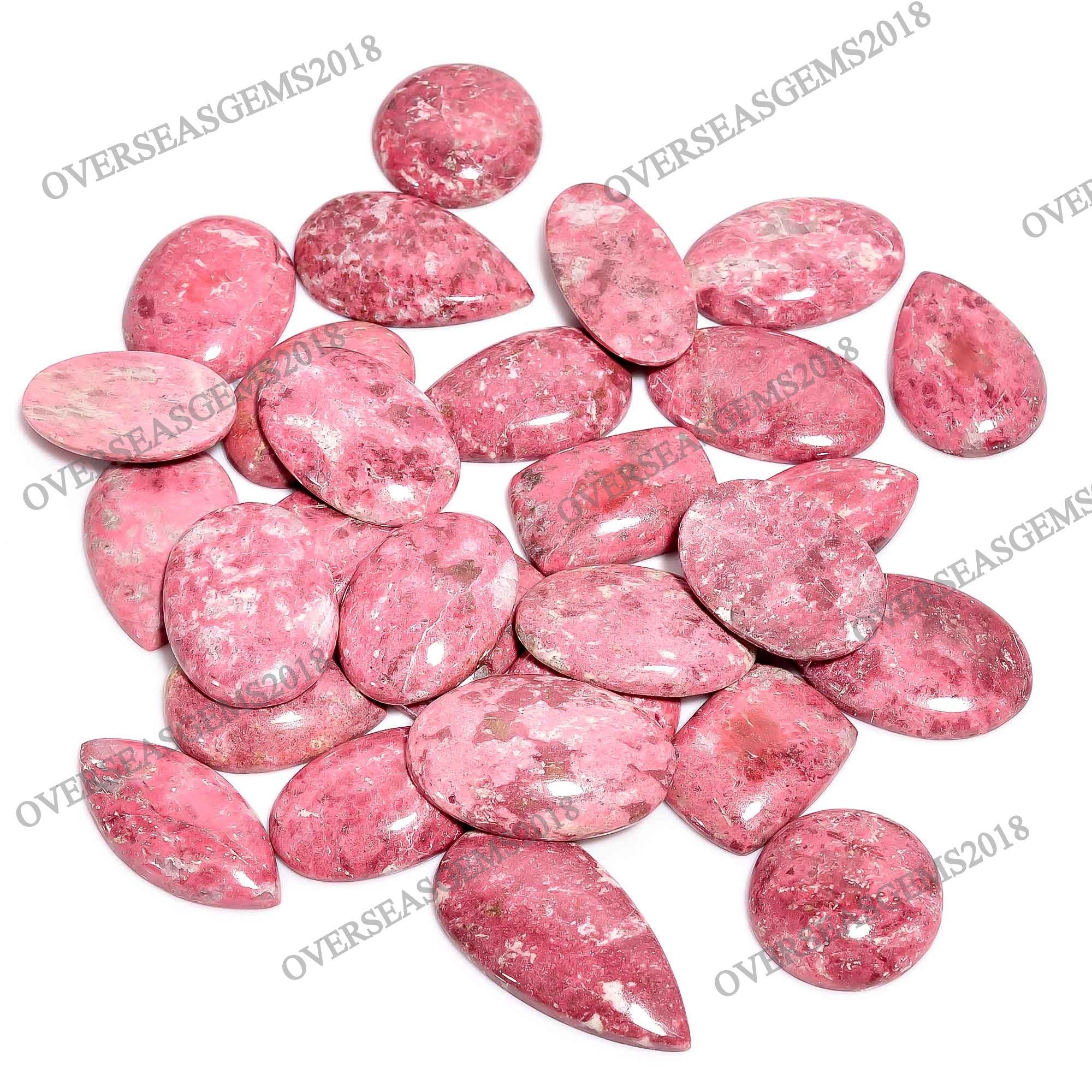 Natural Thulite Cabochon, Wholesale Gemstone Lot, Bulk Designer Crystal, Thulite Pendant.