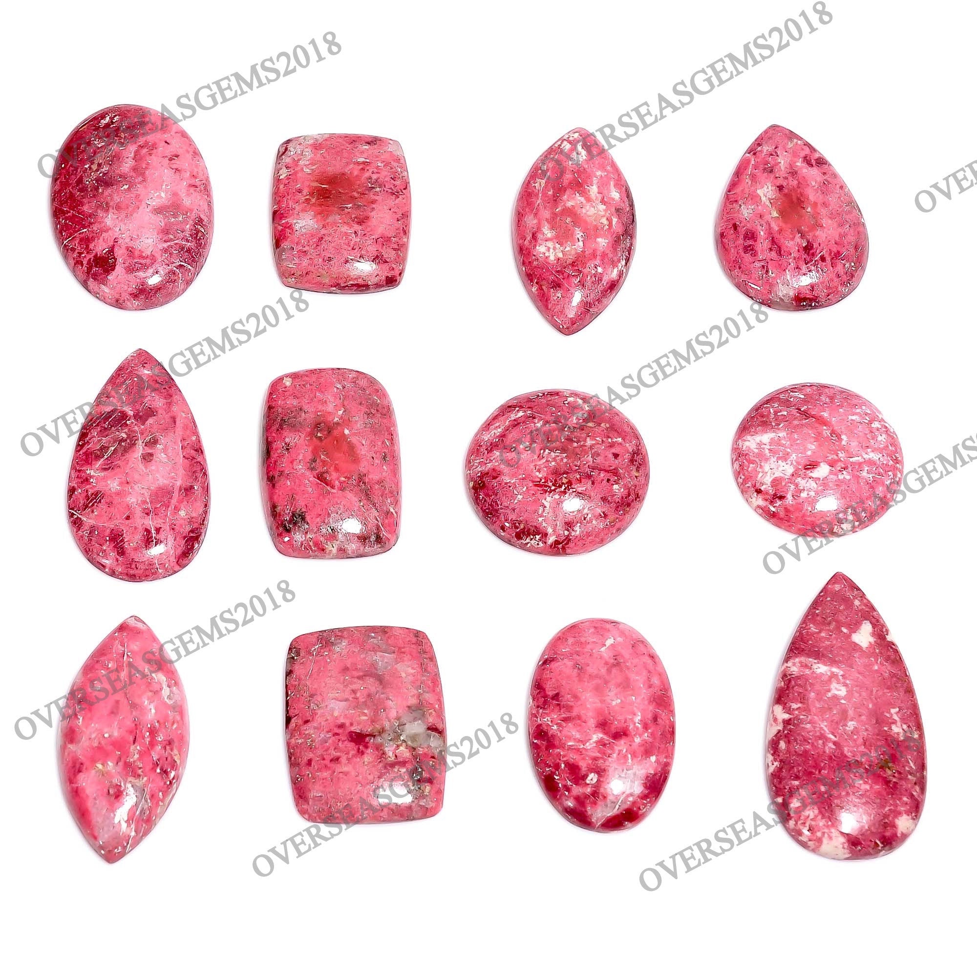 Natural Thulite Cabochon, Wholesale Gemstone Lot, Bulk Designer Crystal, Thulite Pendant. - image 3