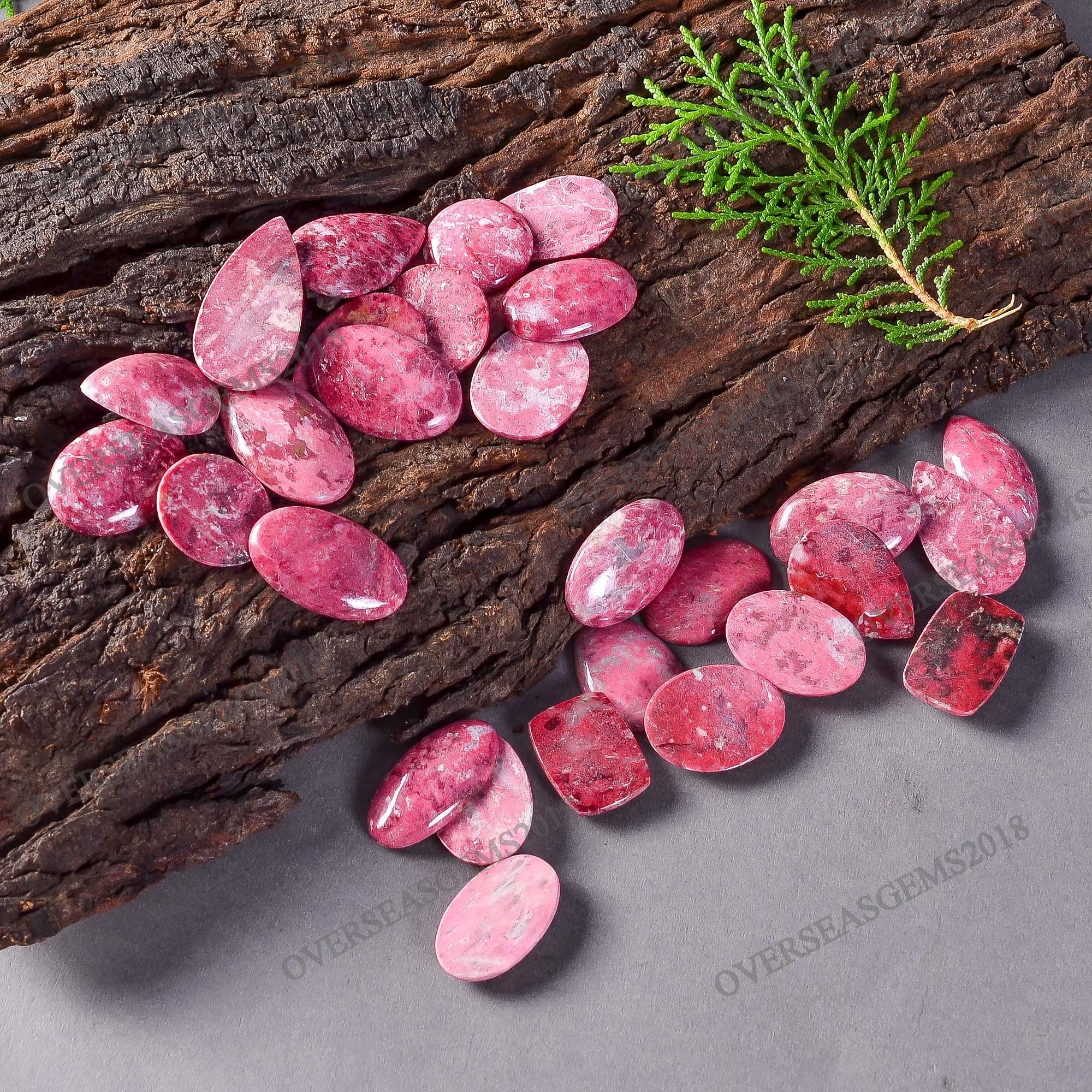 Natural Thulite Cabochon, Wholesale Gemstone Lot, Bulk Designer Crystal, Thulite Pendant. - image 2