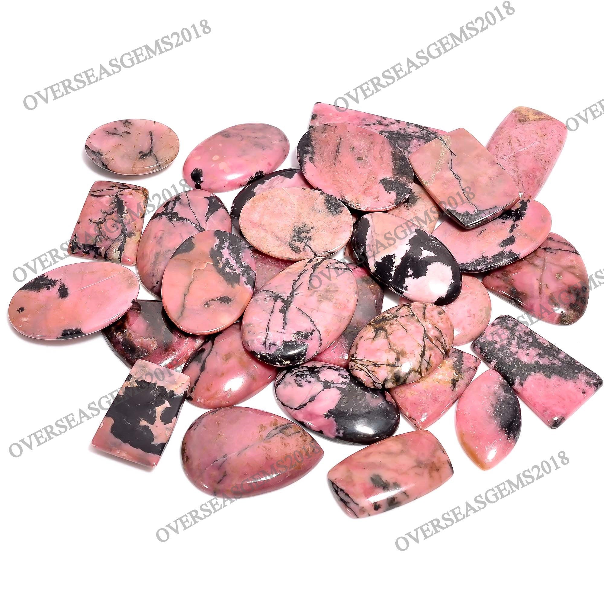 Natural Rhodonite Cabochons, Bulk Crystal Gemstones, Jewelry Making