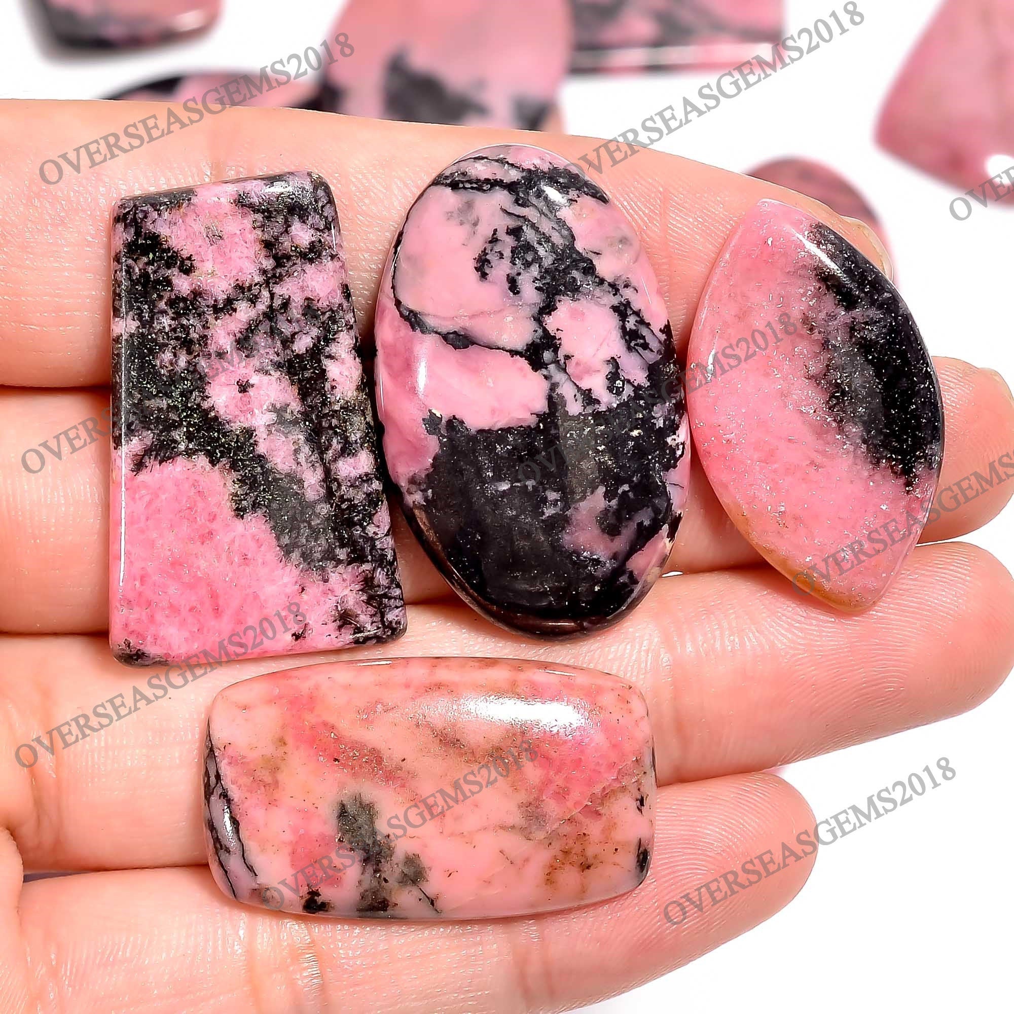 Natural Rhodonite Cabochons, Bulk Crystal Gemstones, Jewelry Making - image 4