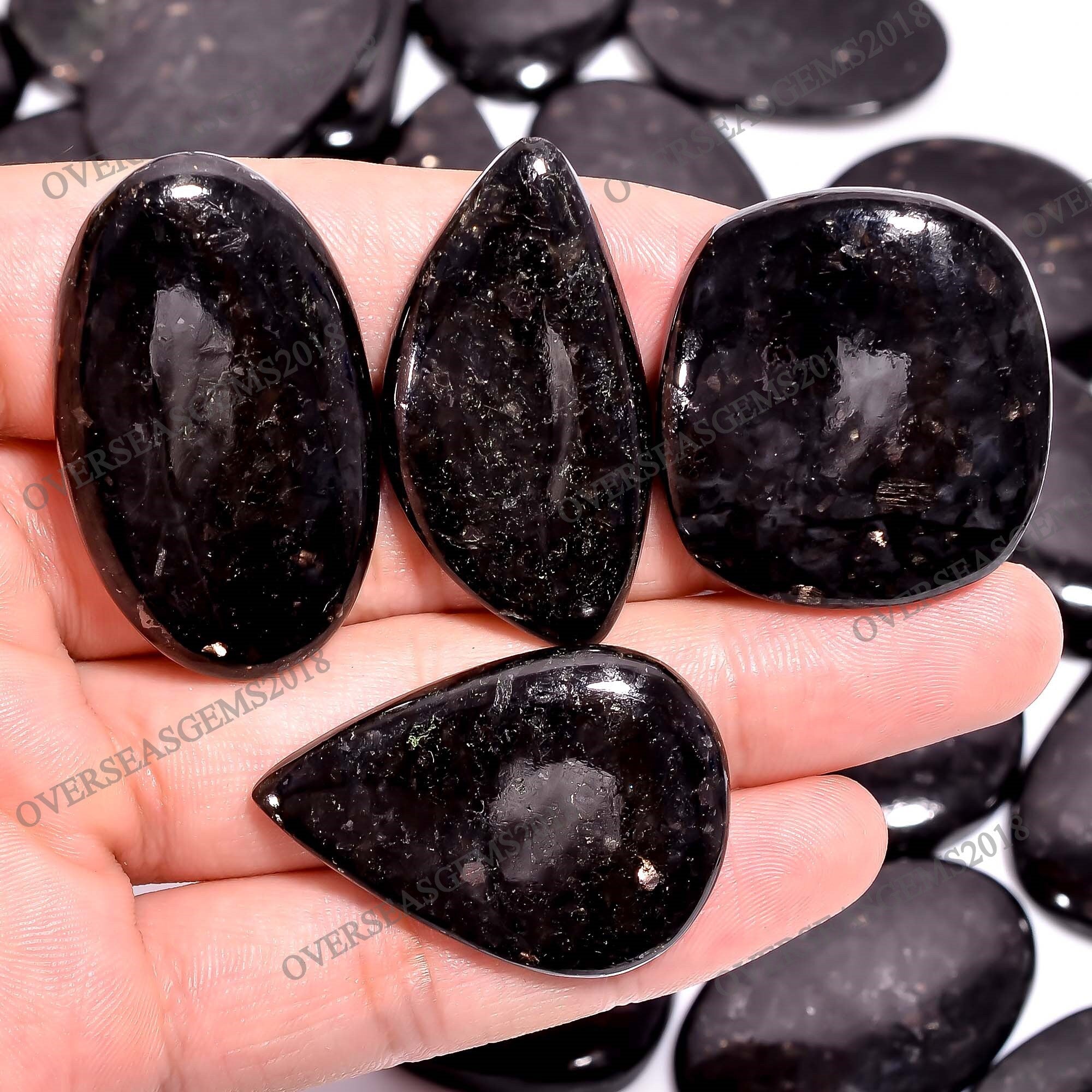 Golden Nuummite Cabochon: Bulk Mix Shape Crystal for Jewelry Making - image 2