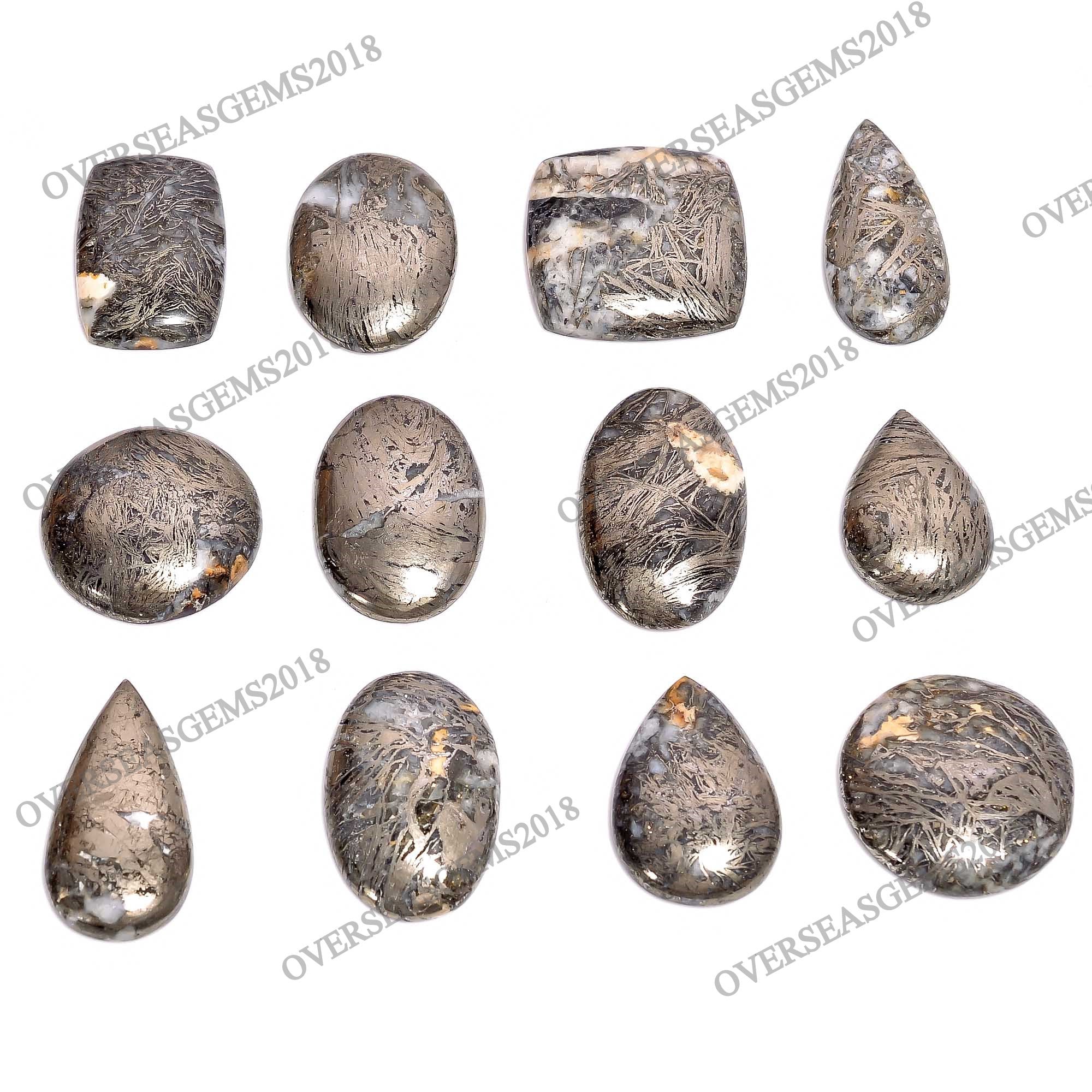 Feather Pyrite Cabochons, Bulk Gemstone Crystals, Jewelry Making. - image 2