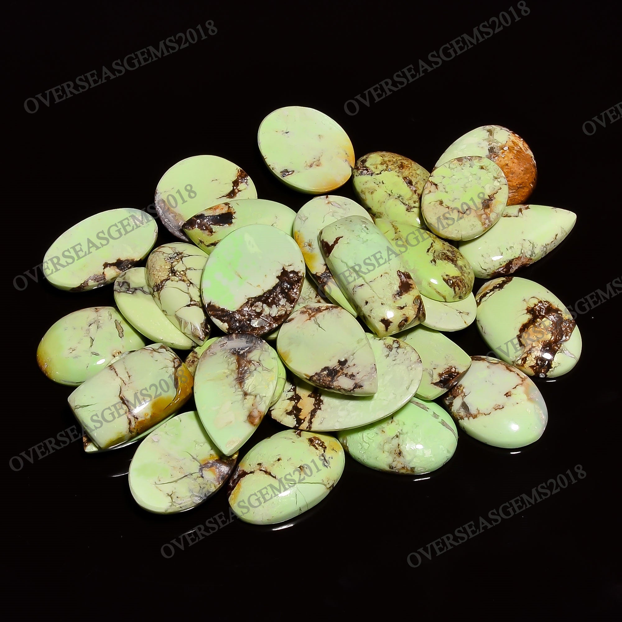 Lemon Chrysoprase Cabochons, Bulk Gemstone Crystals (20-35 mm) - image 2