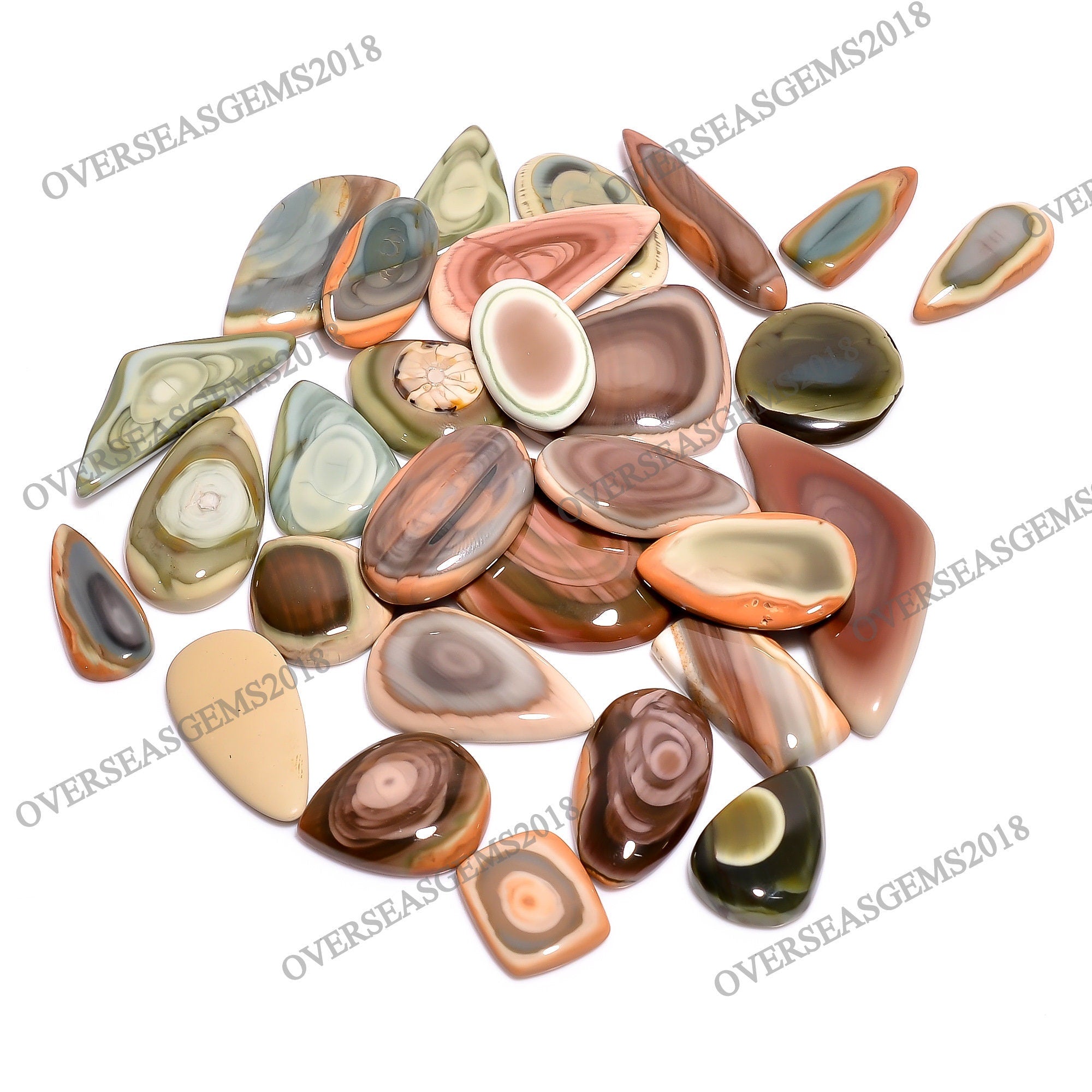 Natural Imperial Jasper Cabochons, Bulk Gemstone Lot for Jewelry Making - image 2