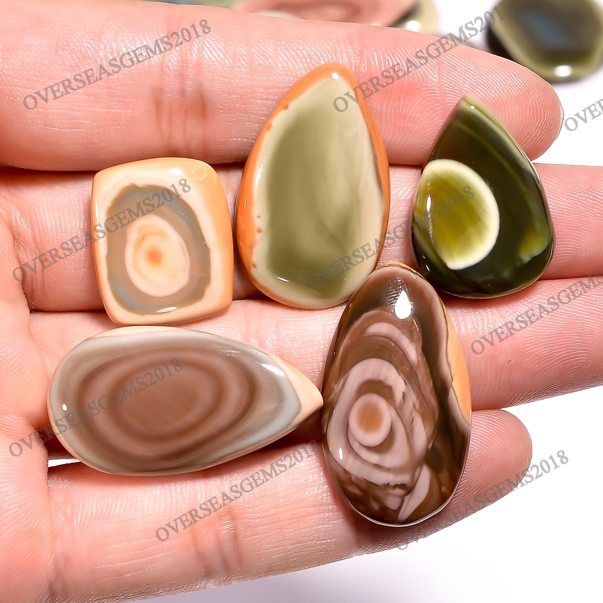 Natural Imperial Jasper Cabochons, Bulk Gemstone Lot for Jewelry Making