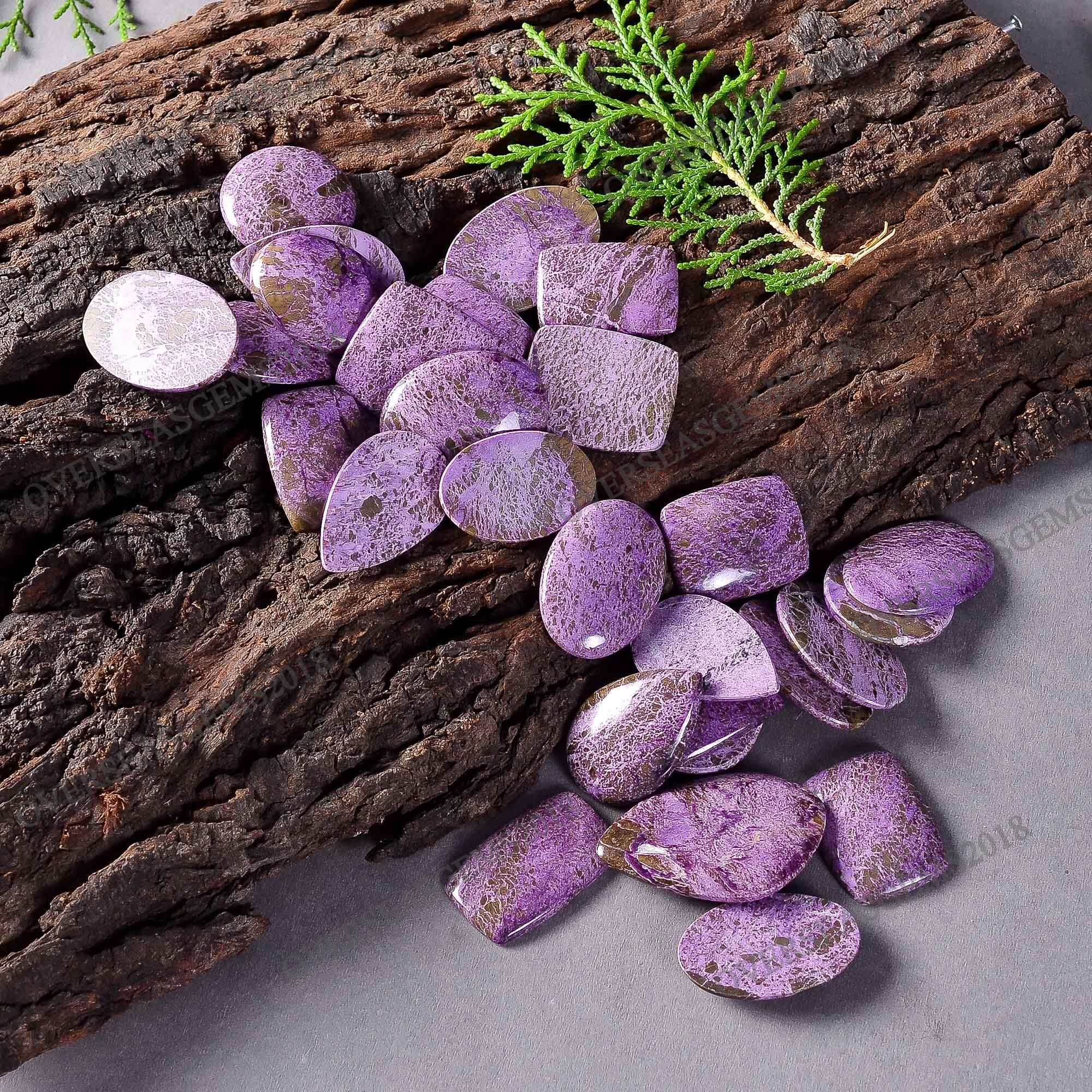 Natural Purpurite Cabochon, Bulk Designer Gemstone, DIY Jewelry Making - image 5