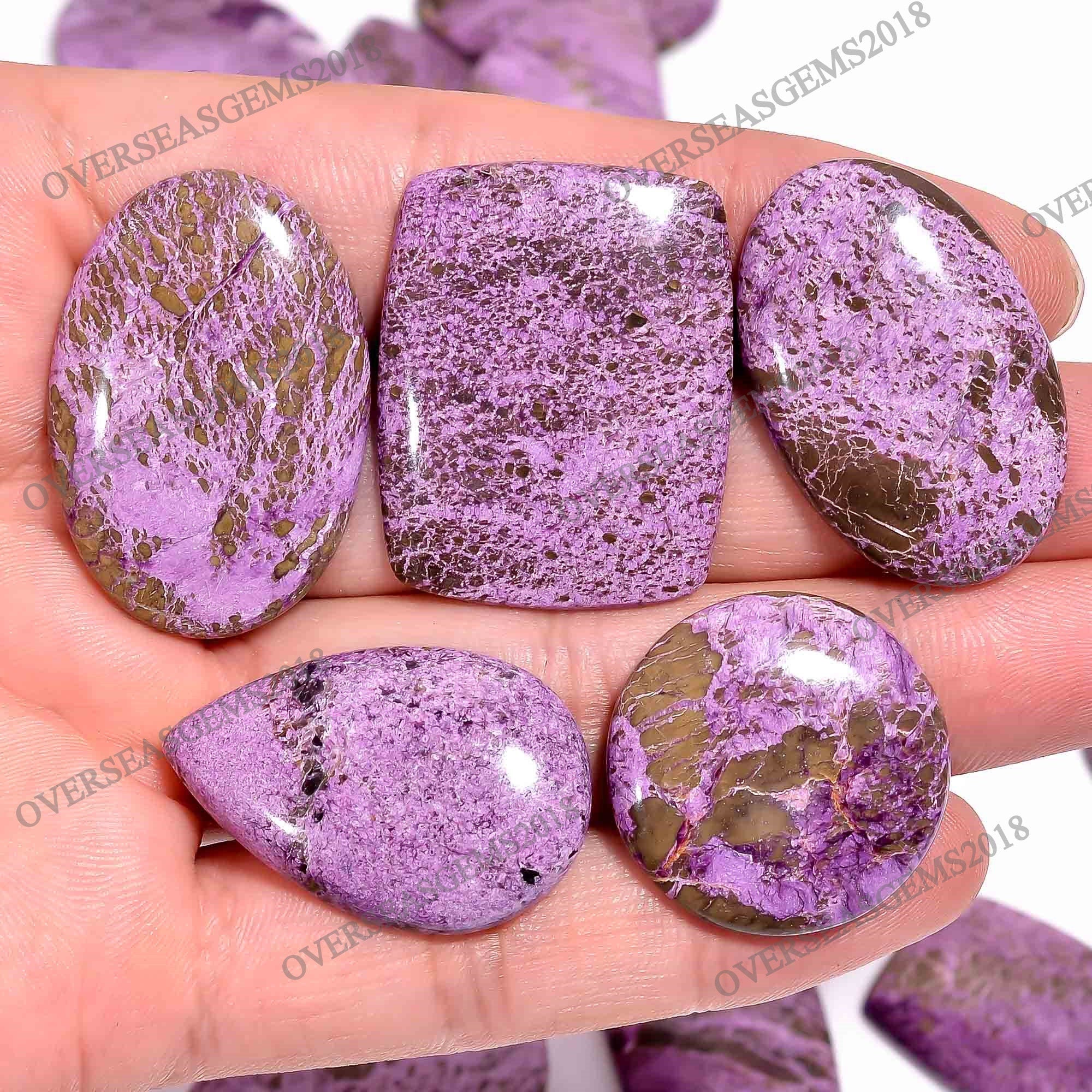 Natural Purpurite Cabochon, Bulk Designer Gemstone, DIY Jewelry Making - image 4