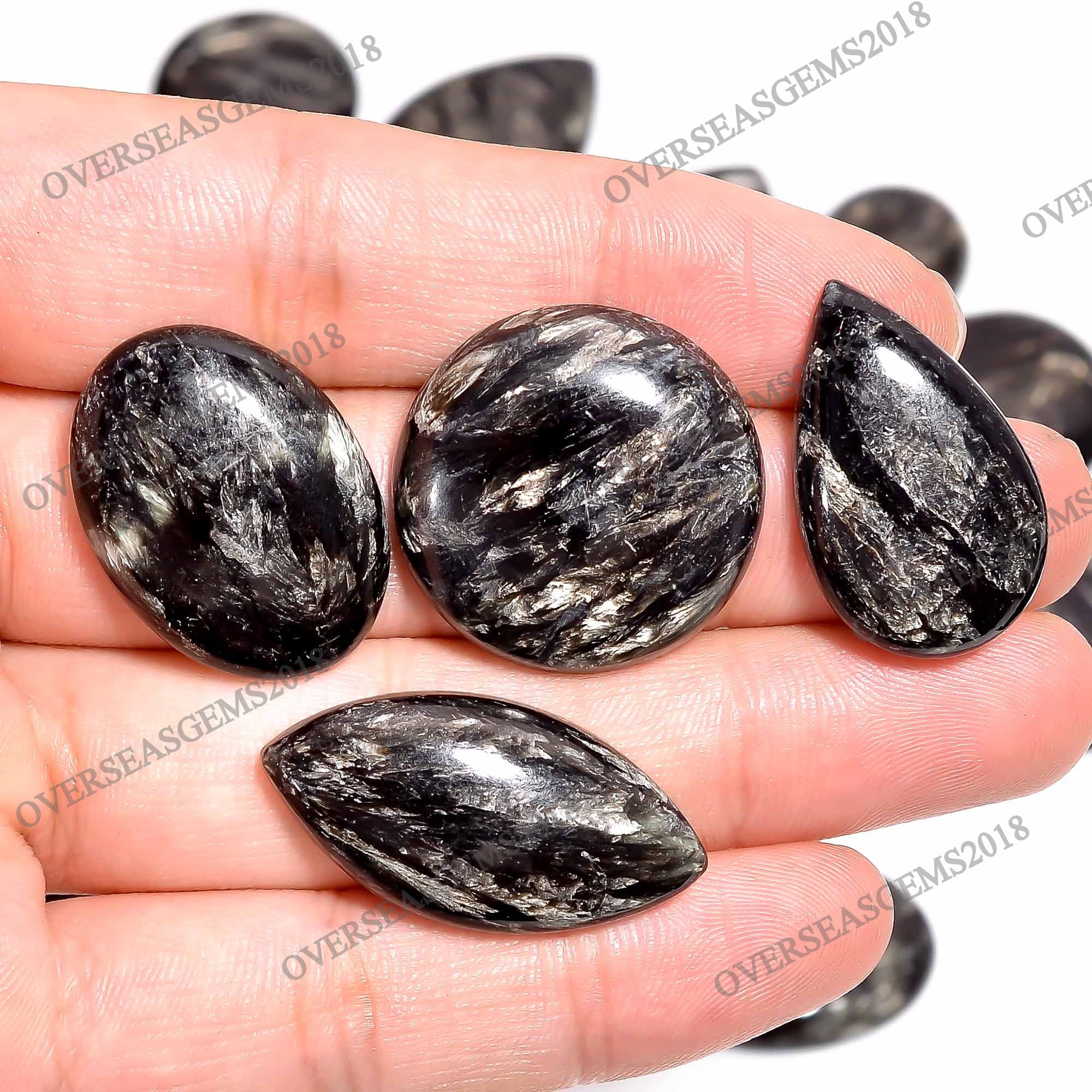 Natural Golden Seraphinite Cabochon, Bulk Gemstone, Jewelry Making Supply. - image 4