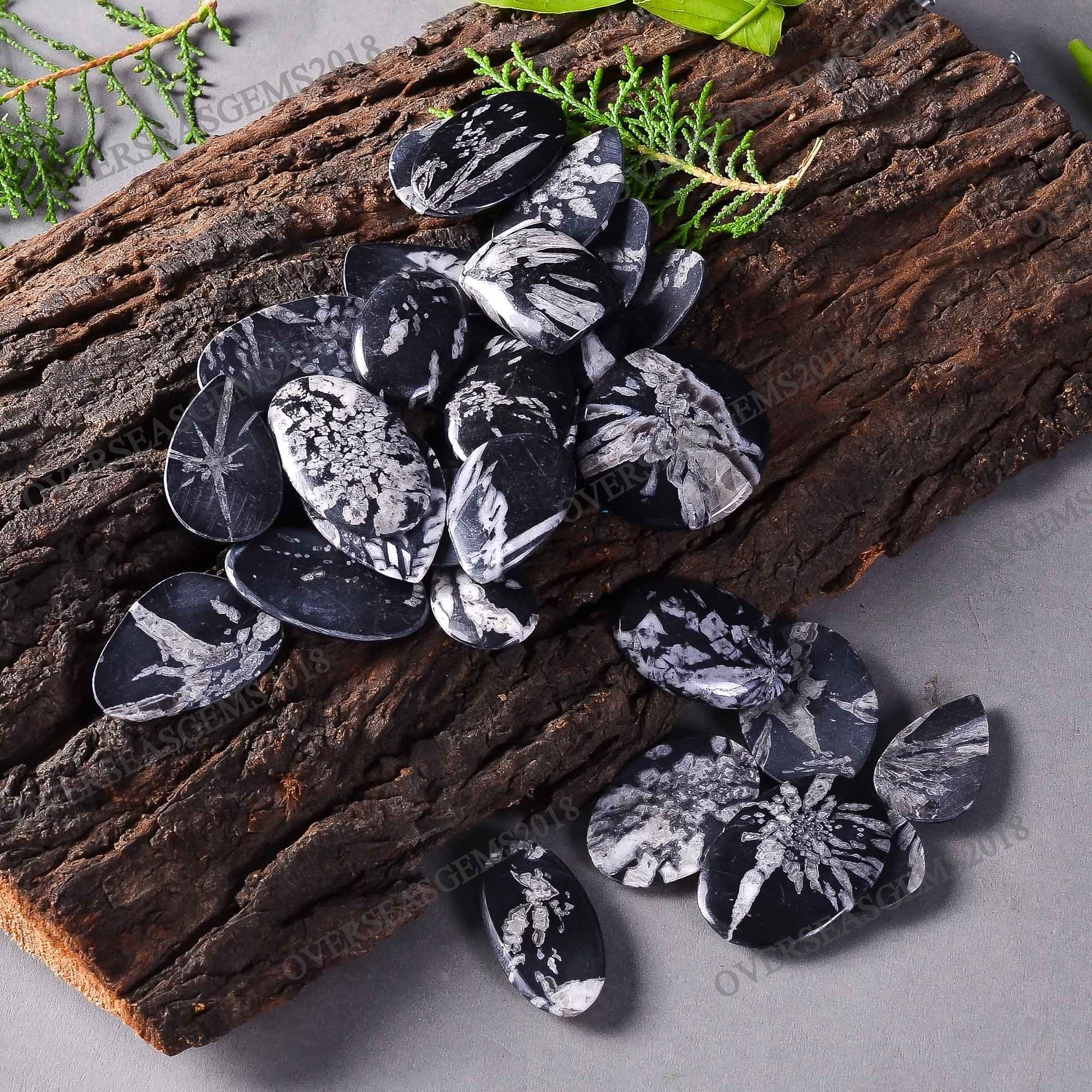 Chrysanthemum Cabochon, Black White Gemstone, Pendant Necklace Jewelry Supply - image 5