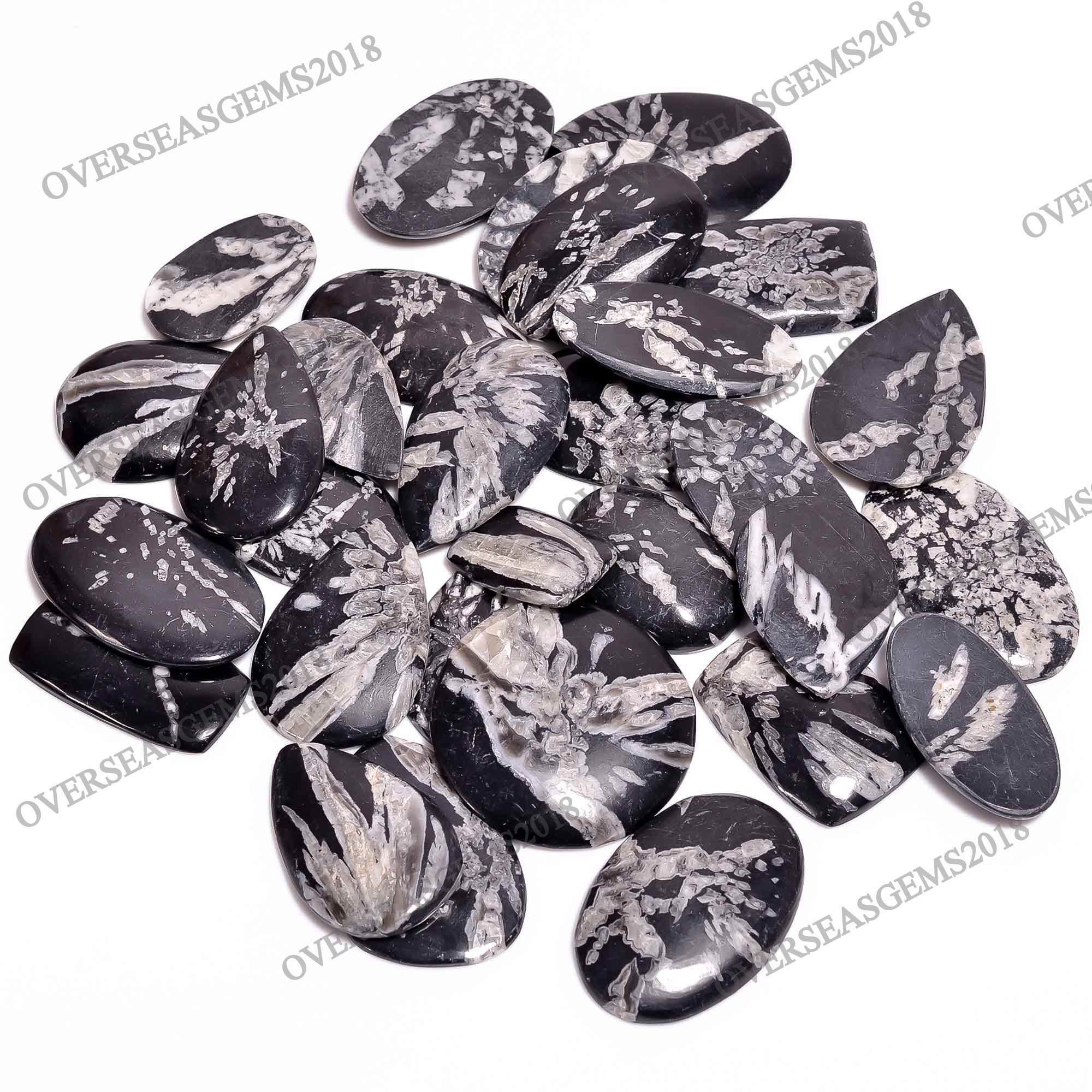 Chrysanthemum Cabochon, Black White Gemstone, Pendant Necklace Jewelry Supply