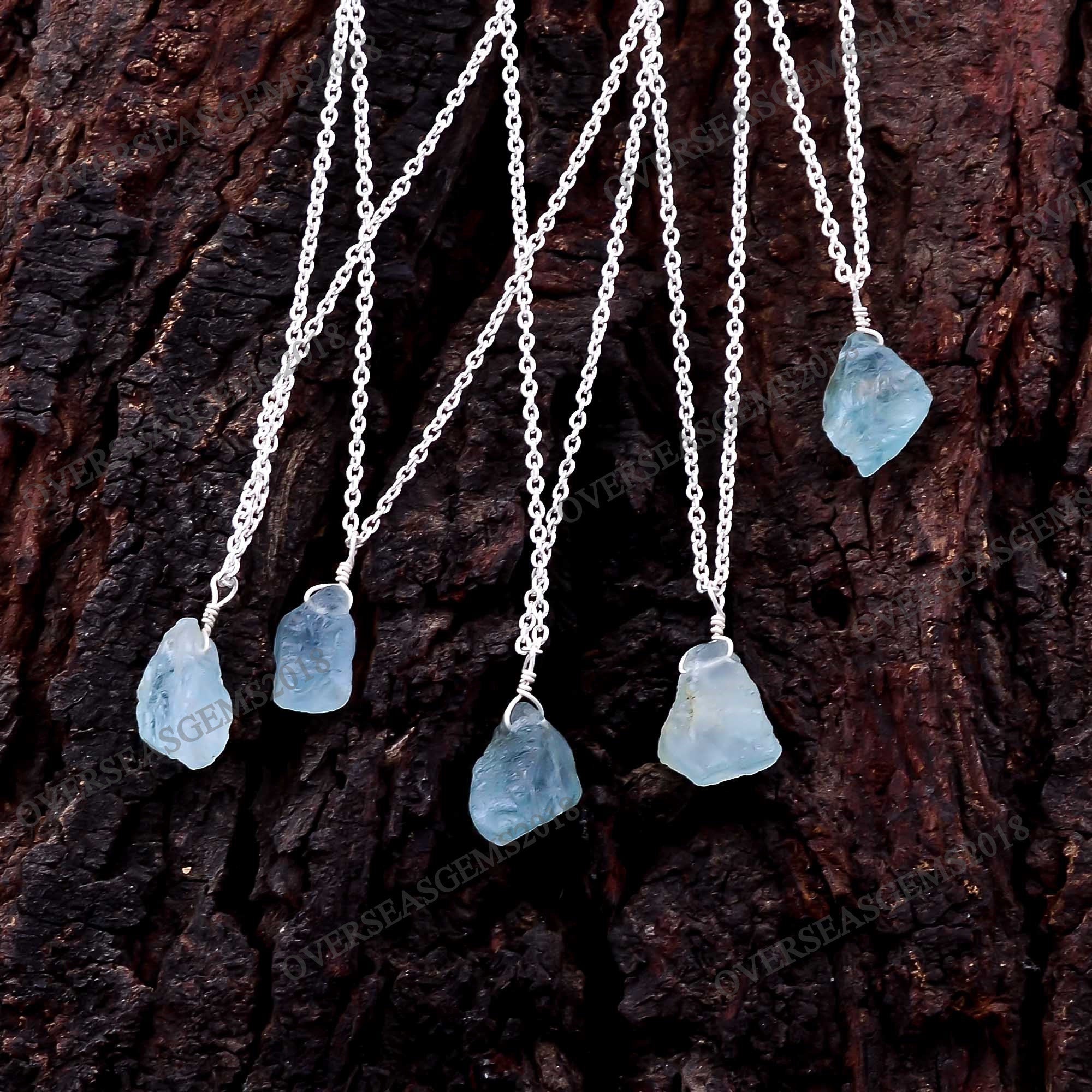 AA+ Raw Blue Aquamarine Crystal Pendant (5 to 10ct)