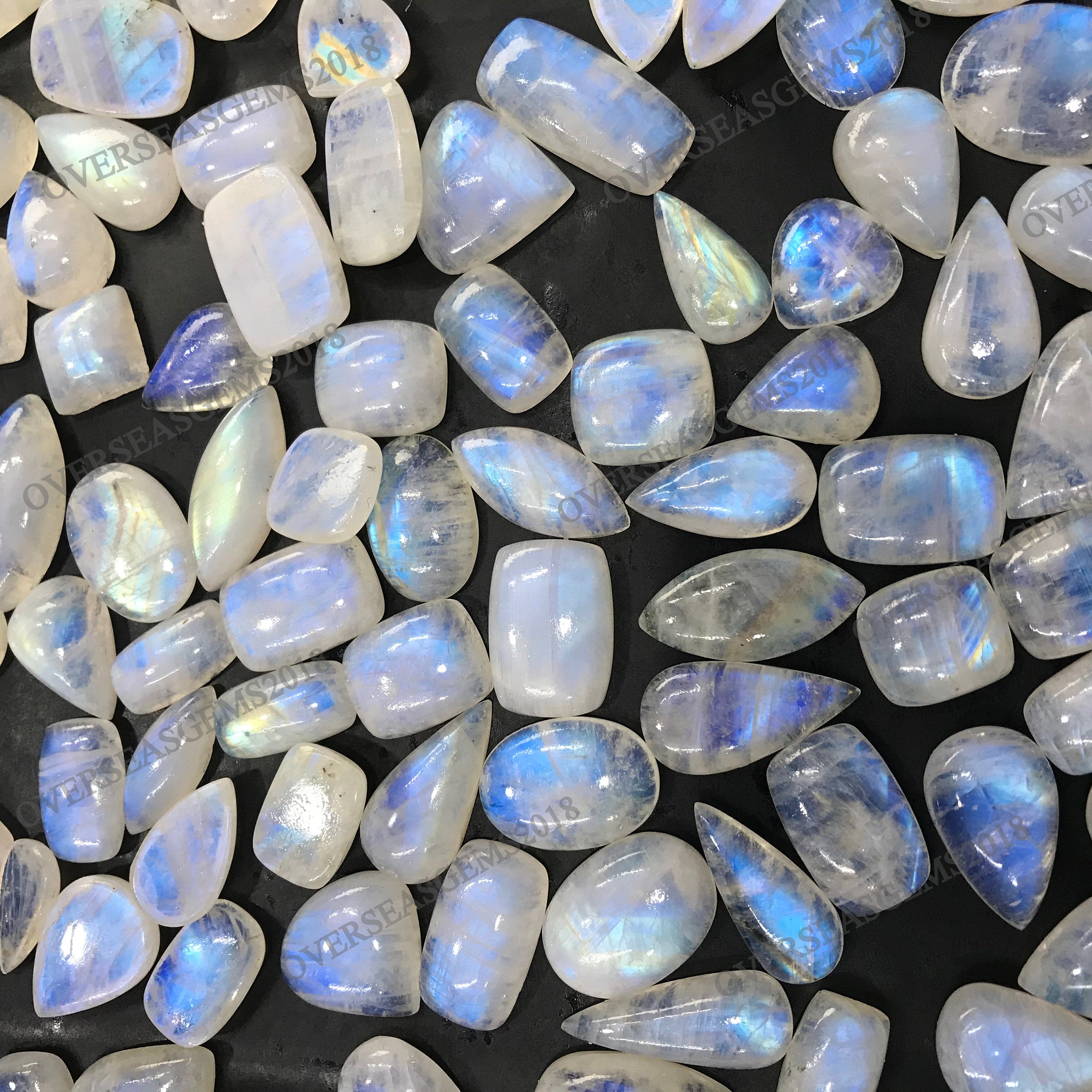 Natural Rainbow Moonstone Cabochon Lot: Loose Gemstone Jewelry Making - image 9