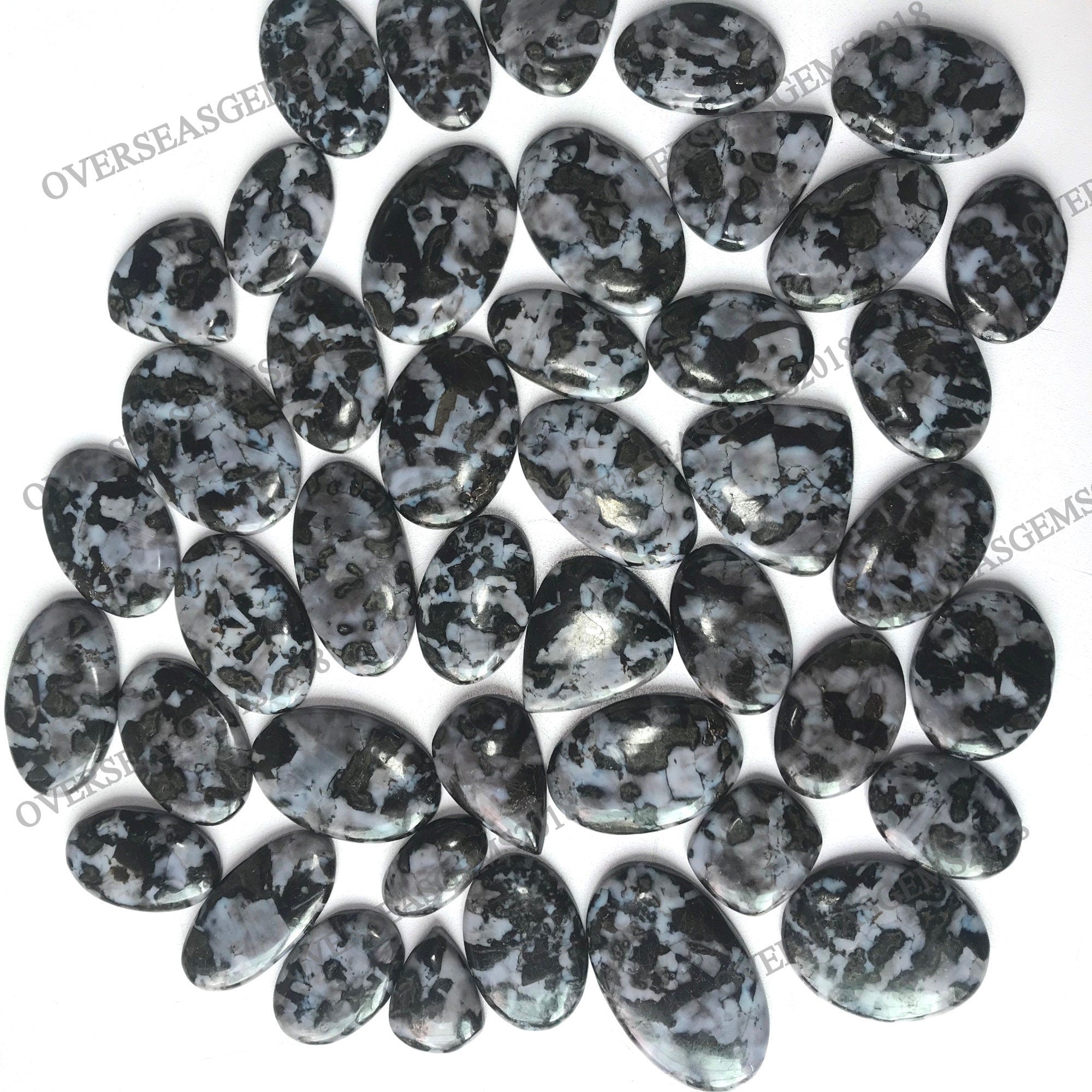 Larvakite Cabochon Lot: Mix Shape Loose Gemstone Jewelry - image 2