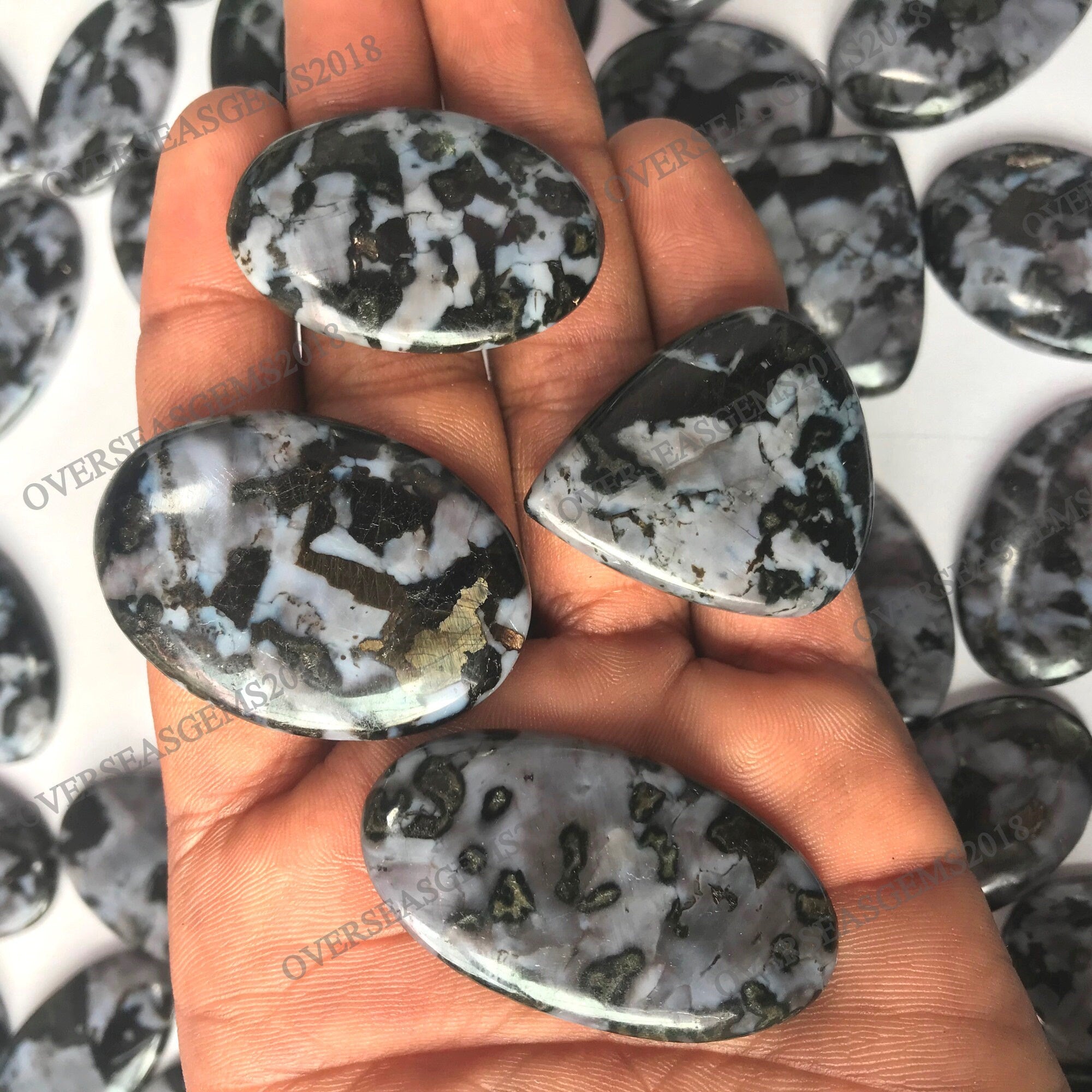 Larvakite Cabochon Lot: Mix Shape Loose Gemstone Jewelry - image 6