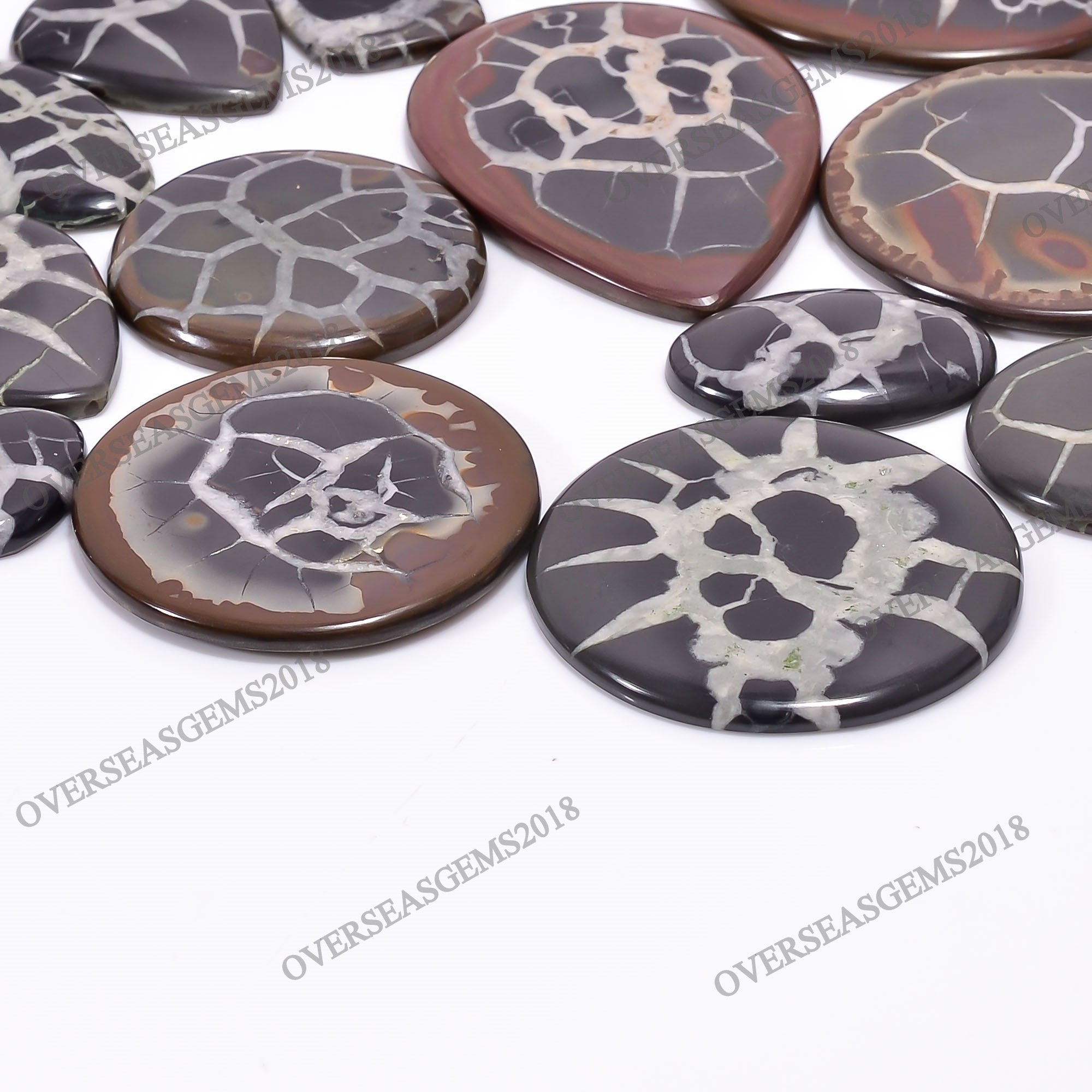 Mud Crack Fossil Cabochon Lot, Natural Gemstone Jewelry Making Supply - image 2