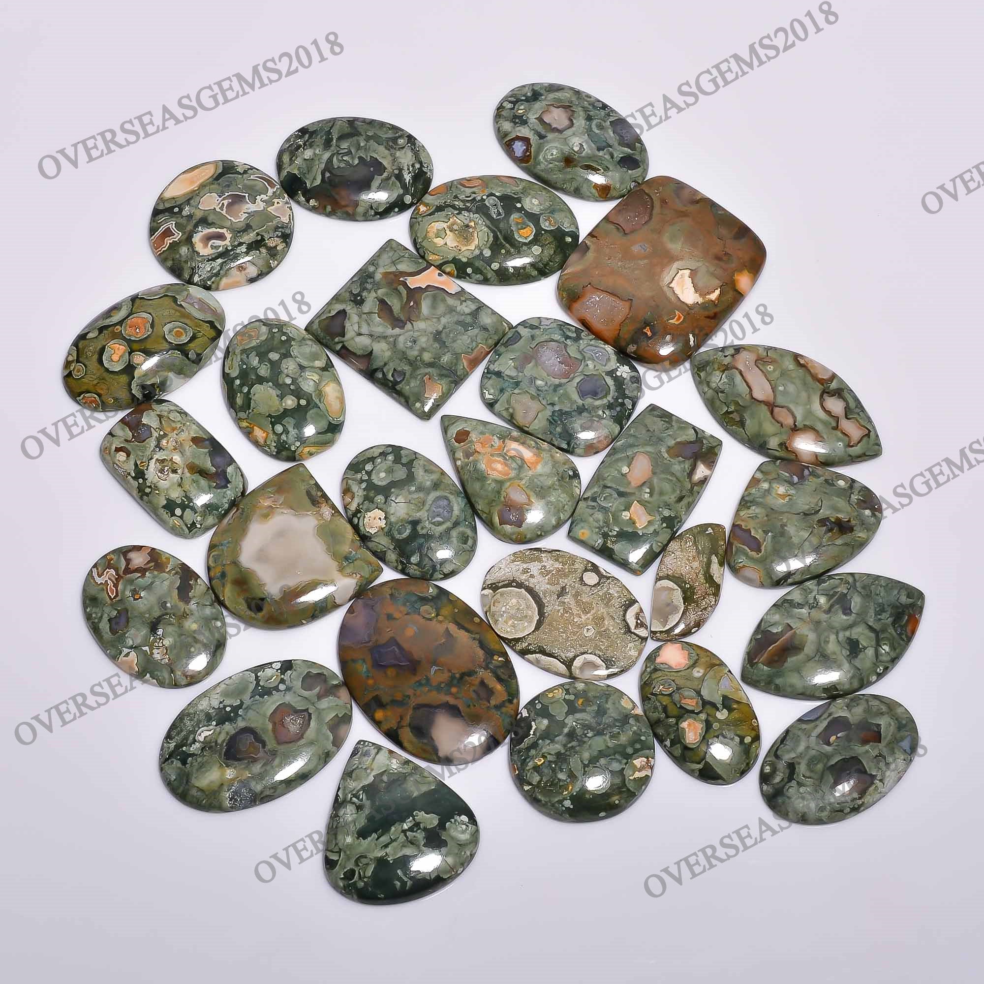 Natural Rhyolite Cabochon Mix Shape Lot: Loose Gemstone for Jewelry