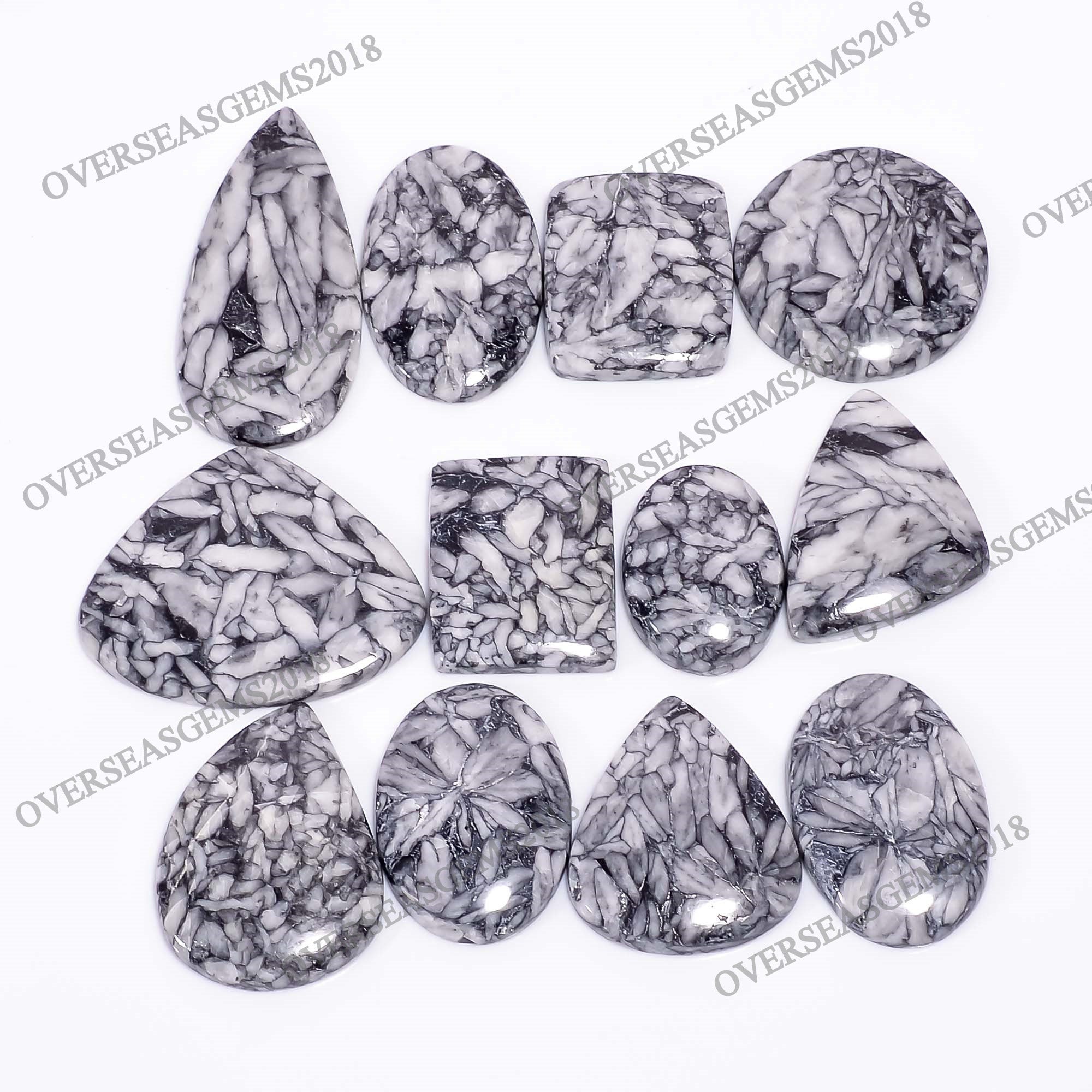 AAA Pinolith Jasper Cabochon Lot, Mix Shape Loose Gemstone - image 4