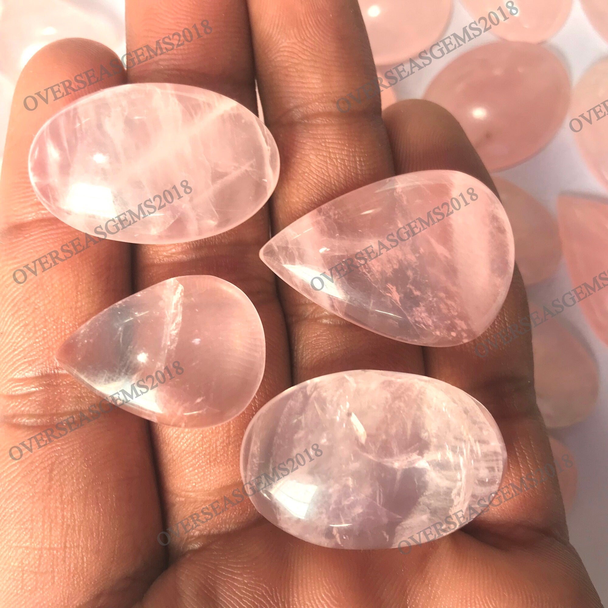 Rose Quartz Cabochon Lot, Mixed Shapes, AAA Grade Loose Gemstones jewelry Making - image 5