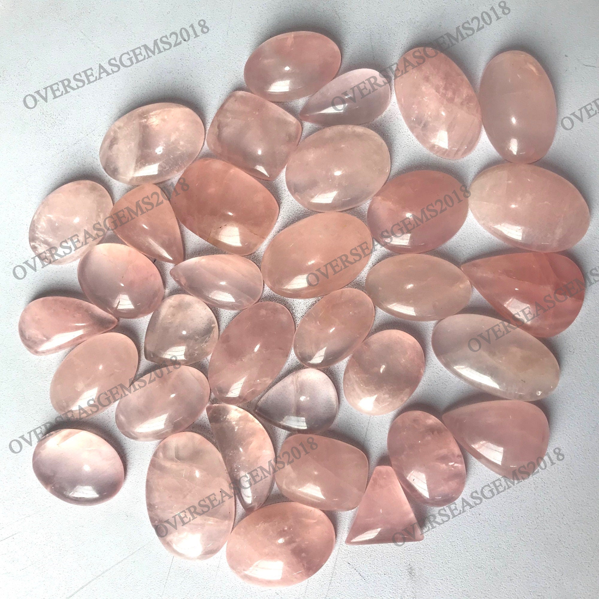 Rose Quartz Cabochon Lot, Mixed Shapes, AAA Grade Loose Gemstones jewelry Making