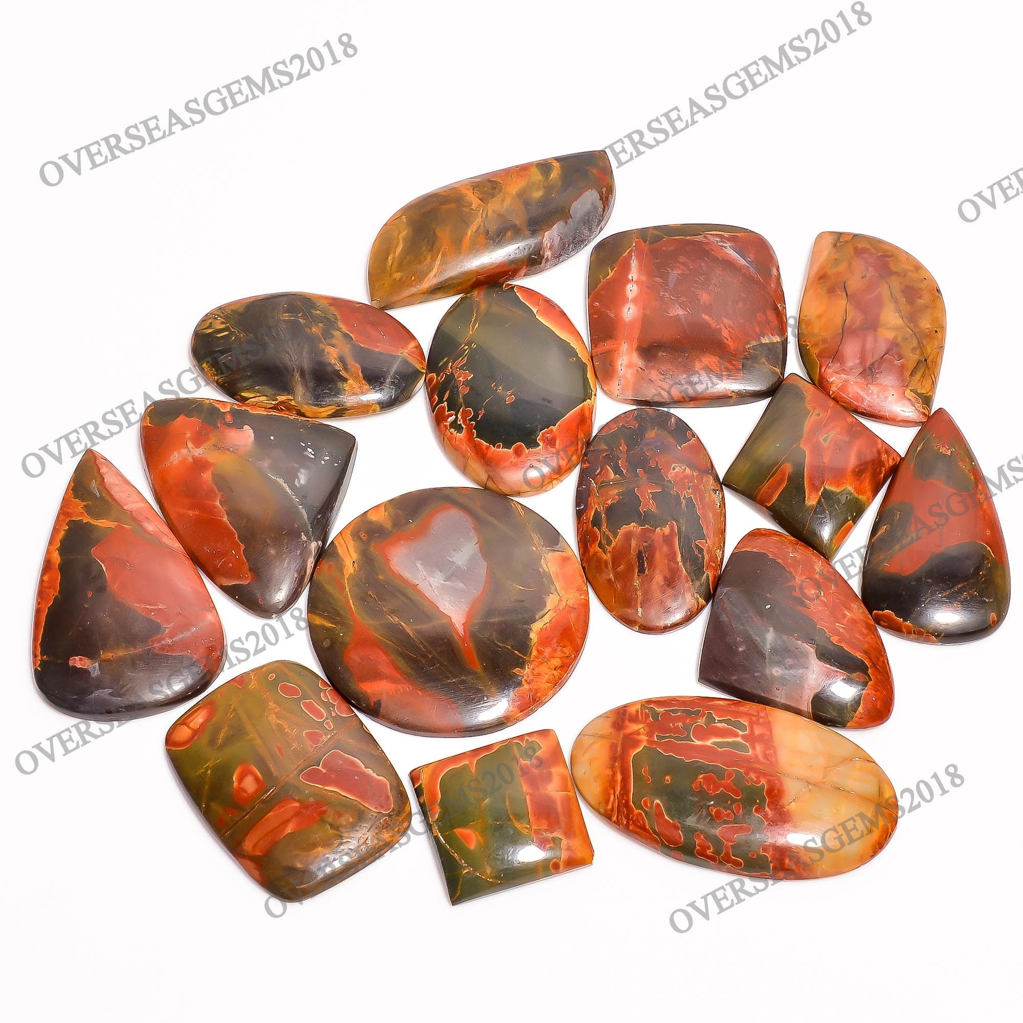 AAA Cherry Creek Jasper Cabochon Lot, Mix Shape, 20-40mm