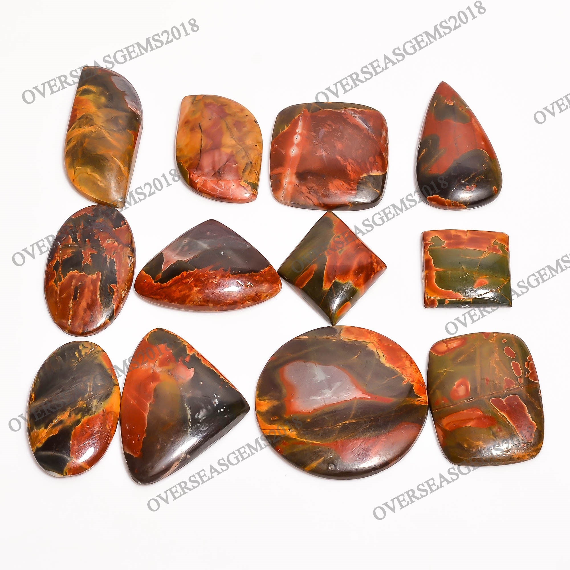 AAA Cherry Creek Jasper Cabochon Lot, Mix Shape, 20-40mm - image 5
