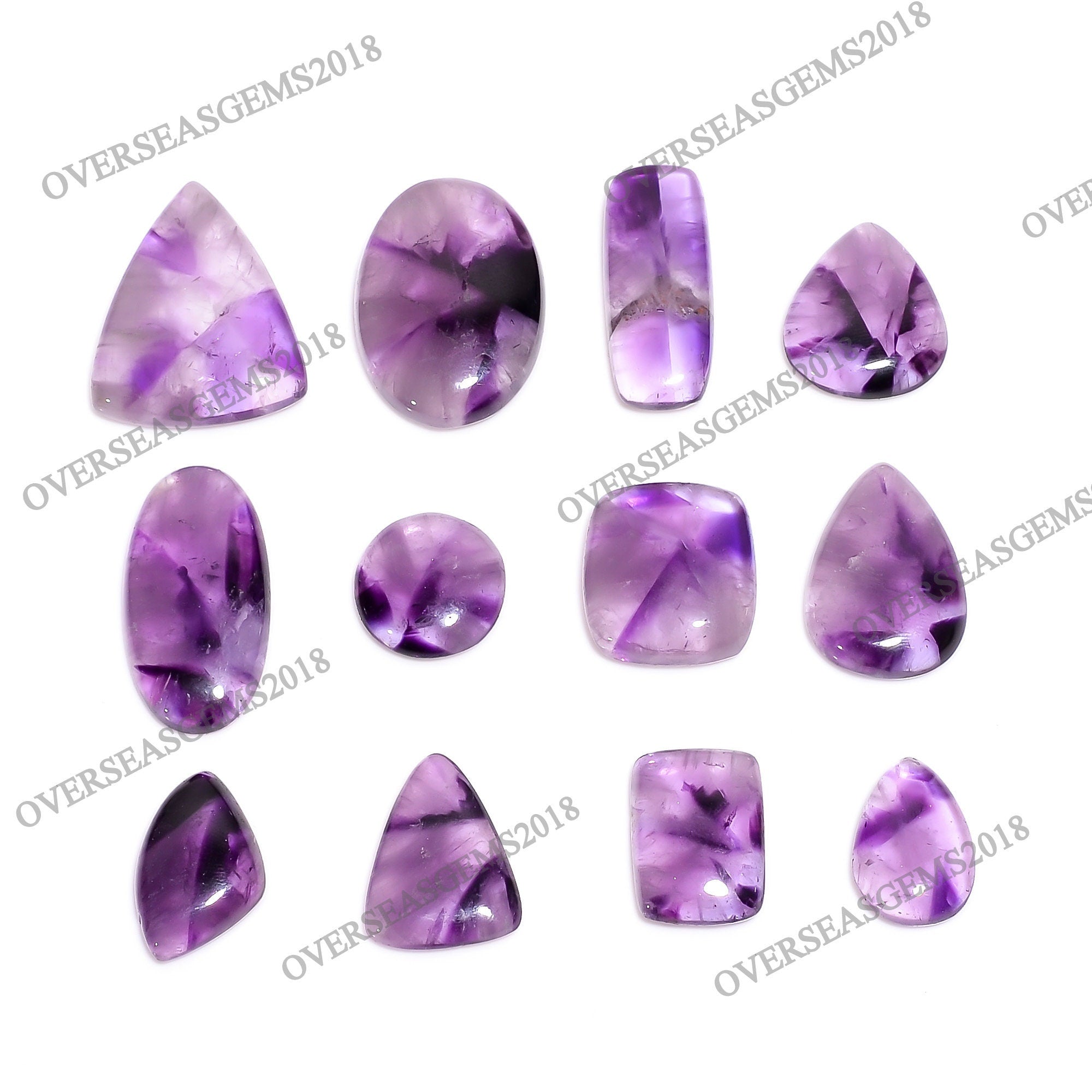 Trapiche Amethyst Cabochon Gemstone Lot, AAA Quality, Mix Shape, 18-30mm - image 2