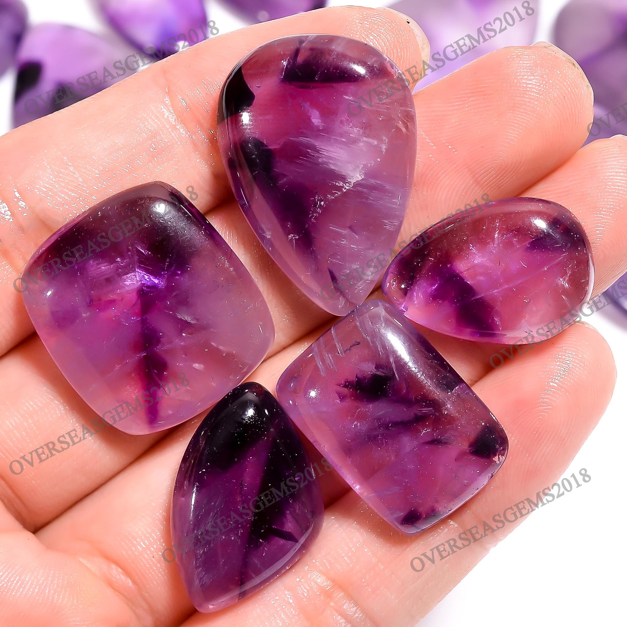 Trapiche Amethyst Cabochon Gemstone Lot, AAA Quality, Mix Shape, 18-30mm - image 3
